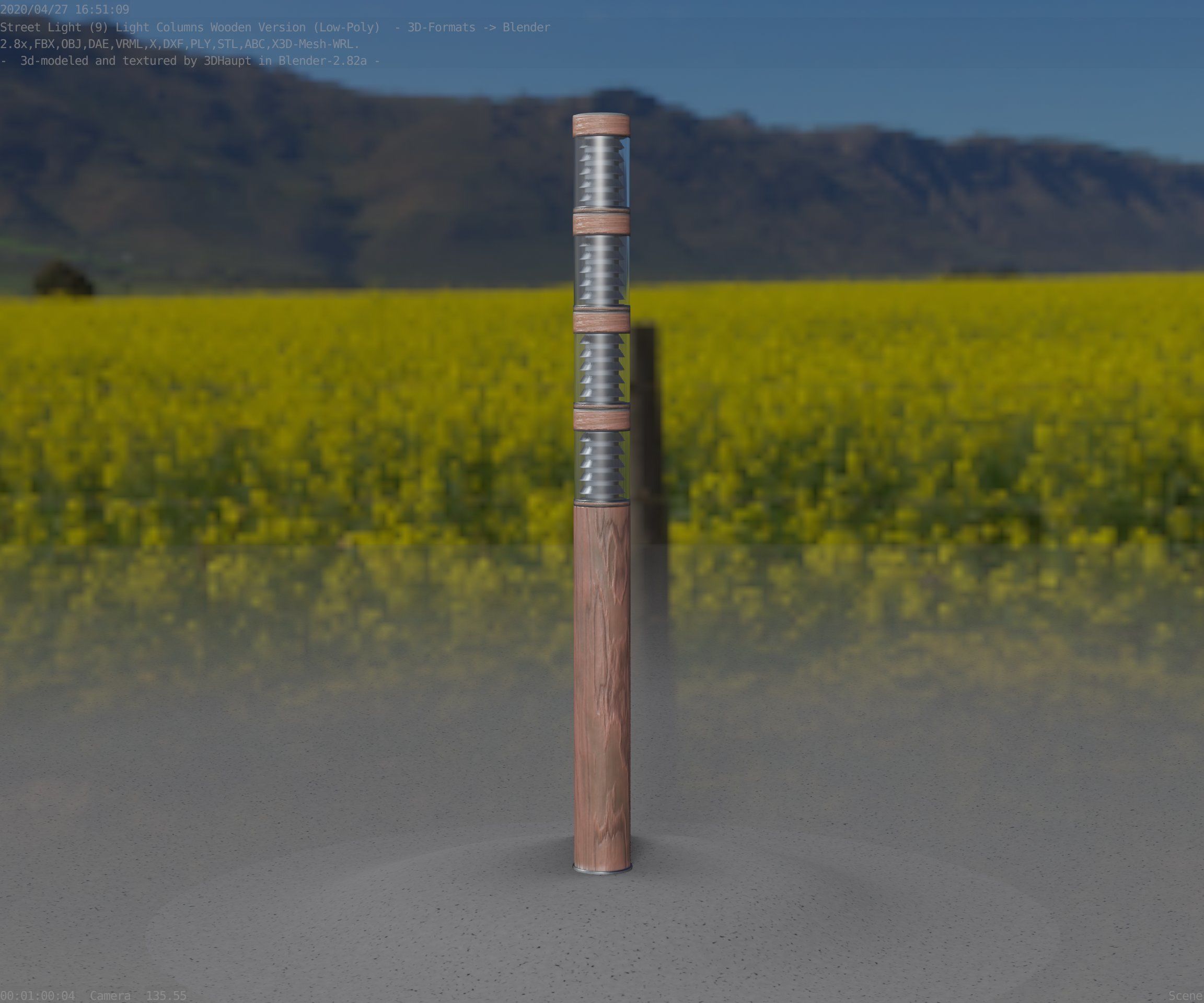 Wooden Light-Column 15 - Low-Poly Street-Light Set-9 Low-poly 3D model_35