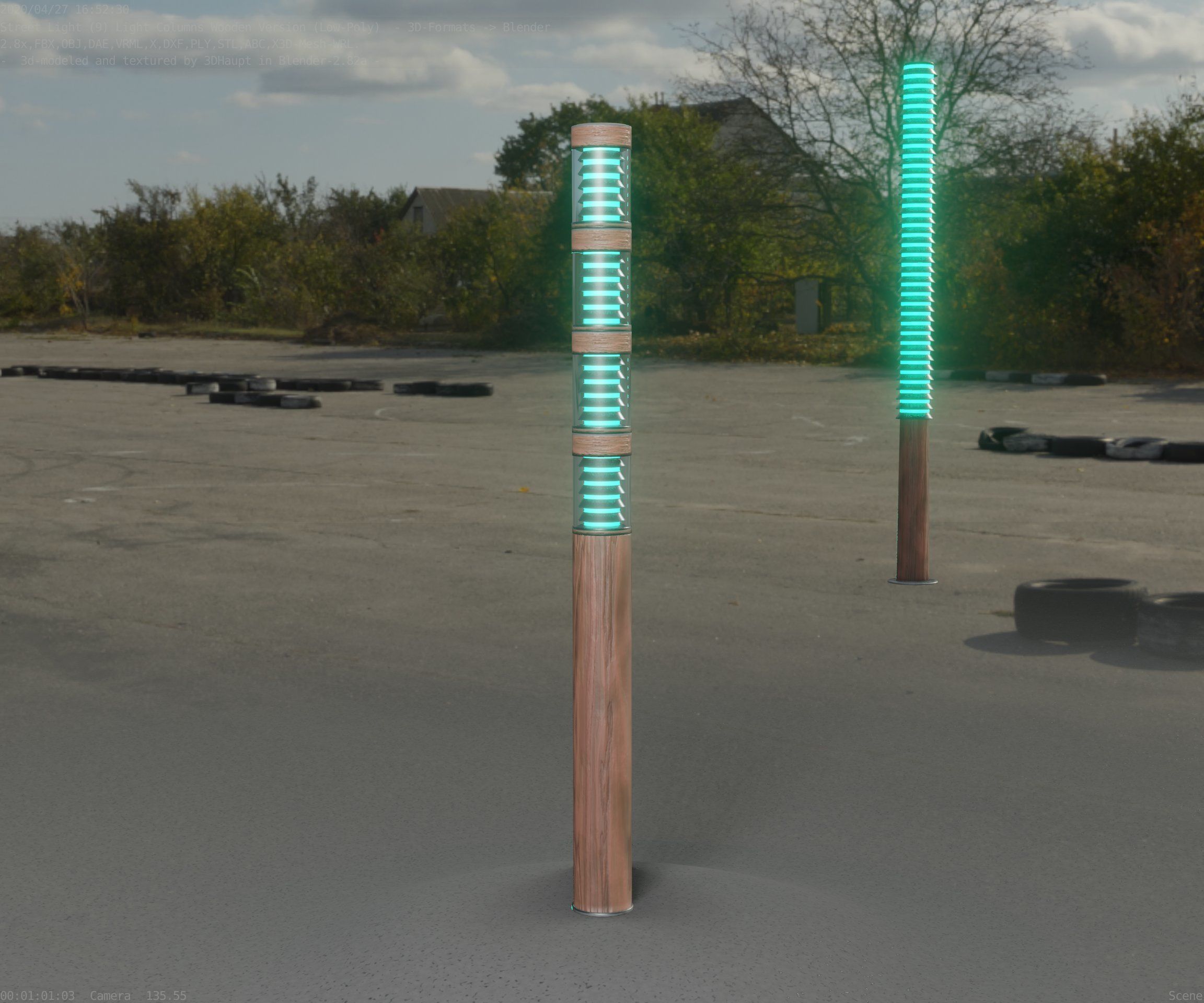 Wooden Light-Column 15 - Low-Poly Street-Light Set-9 Low-poly 3D model_58