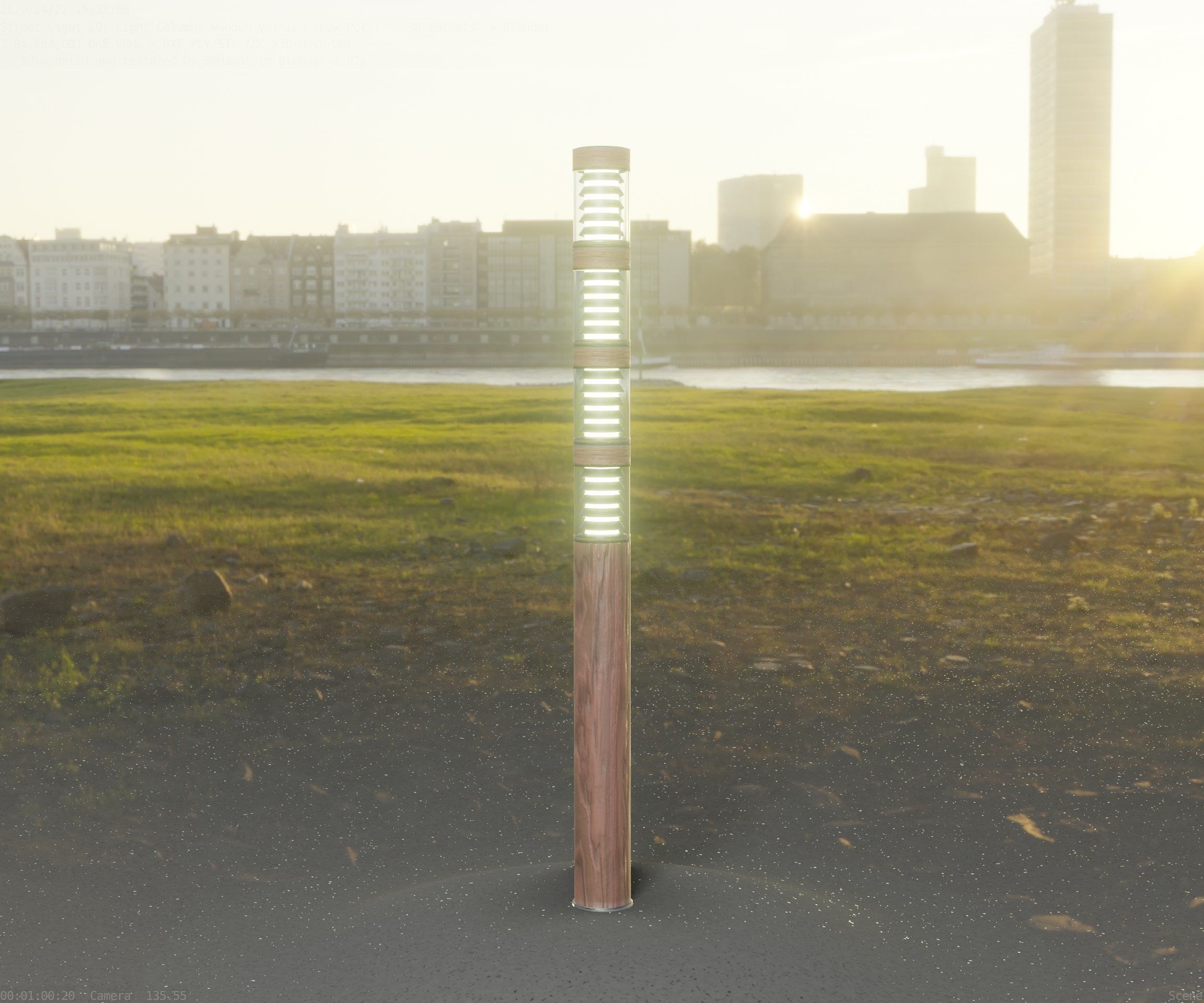 Wooden Light-Column 15 - Low-Poly Street-Light Set-9 Low-poly 3D model_51