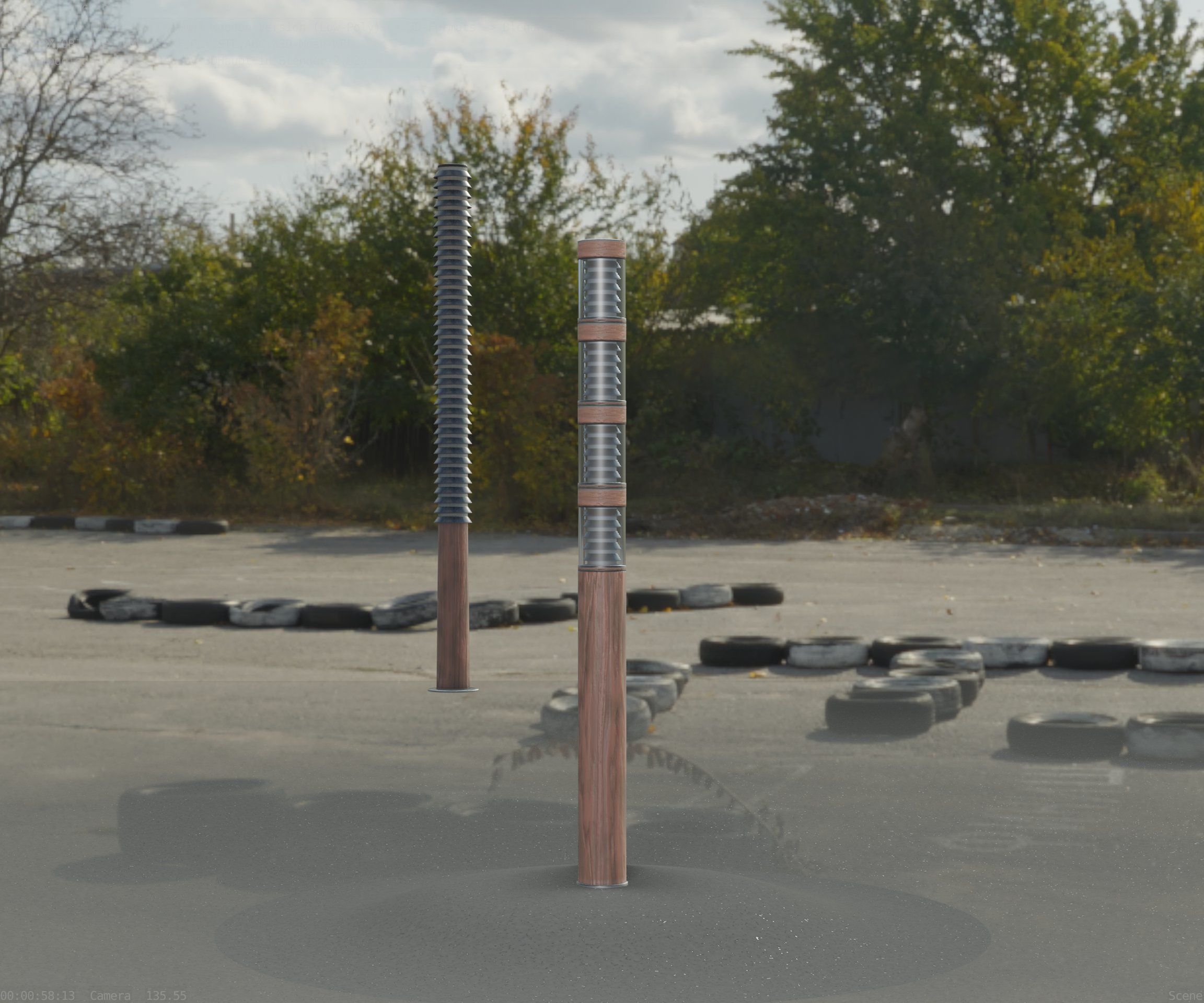 Wooden Light-Column 15 - Low-Poly Street-Light Set-9 Low-poly 3D model_1