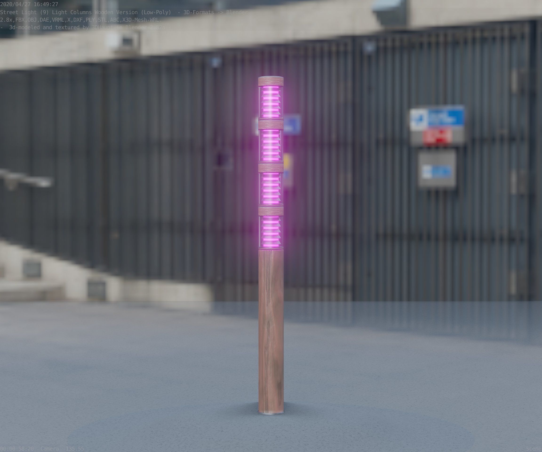 Wooden Light-Column 15 - Low-Poly Street-Light Set-9 Low-poly 3D model_79