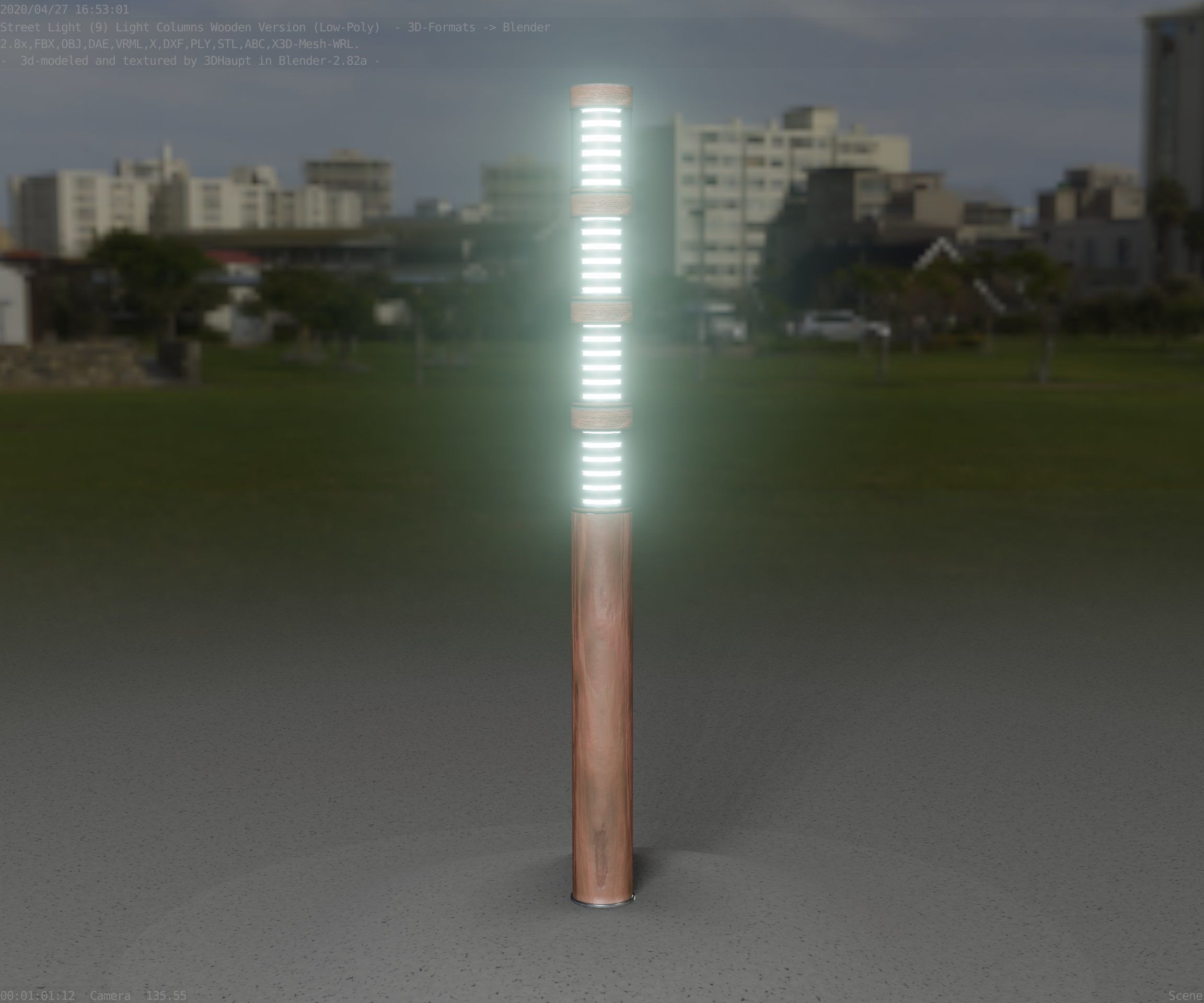 Wooden Light-Column 15 - Low-Poly Street-Light Set-9 Low-poly 3D model_67