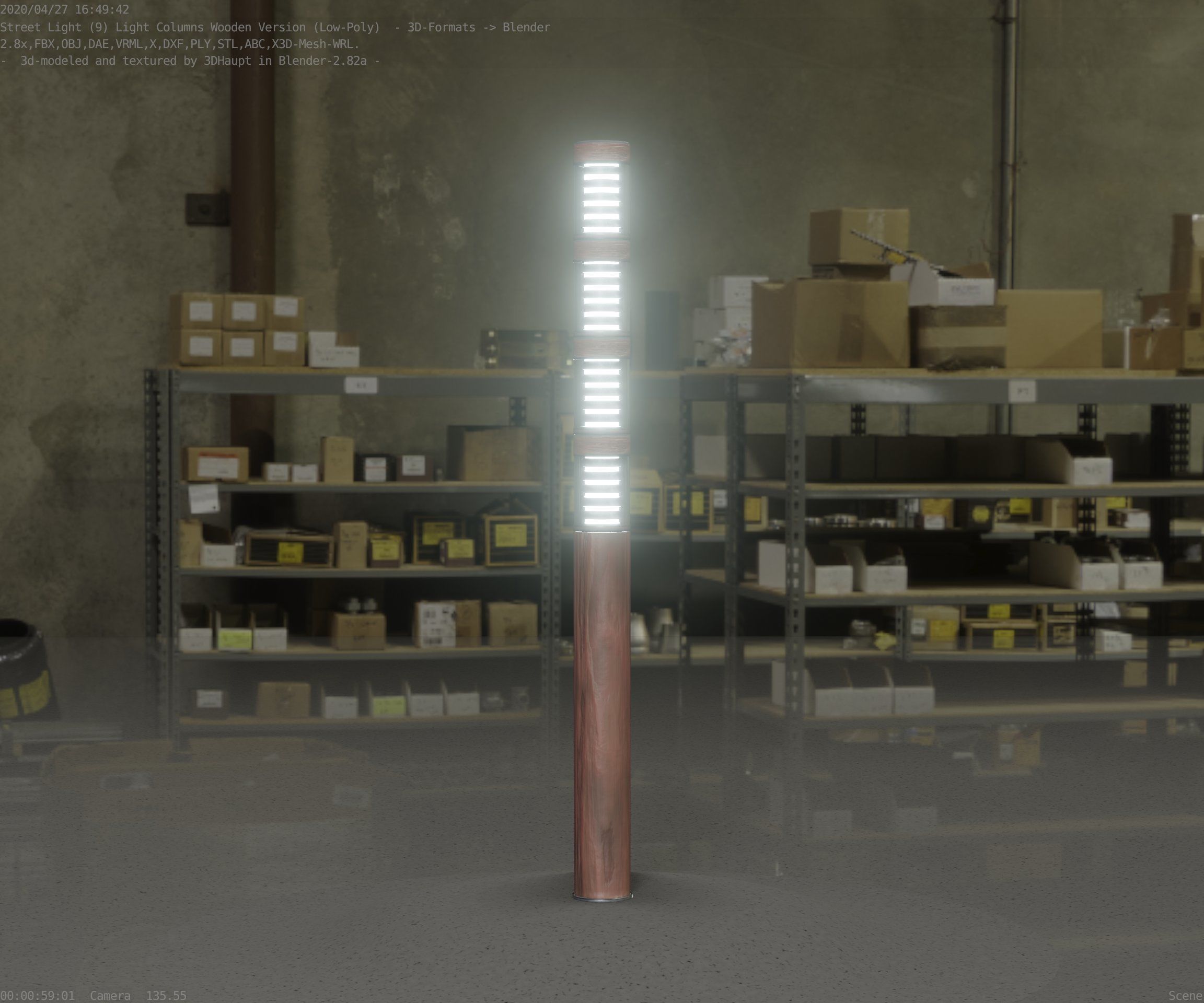 Wooden Light-Column 15 - Low-Poly Street-Light Set-9 Low-poly 3D model_83