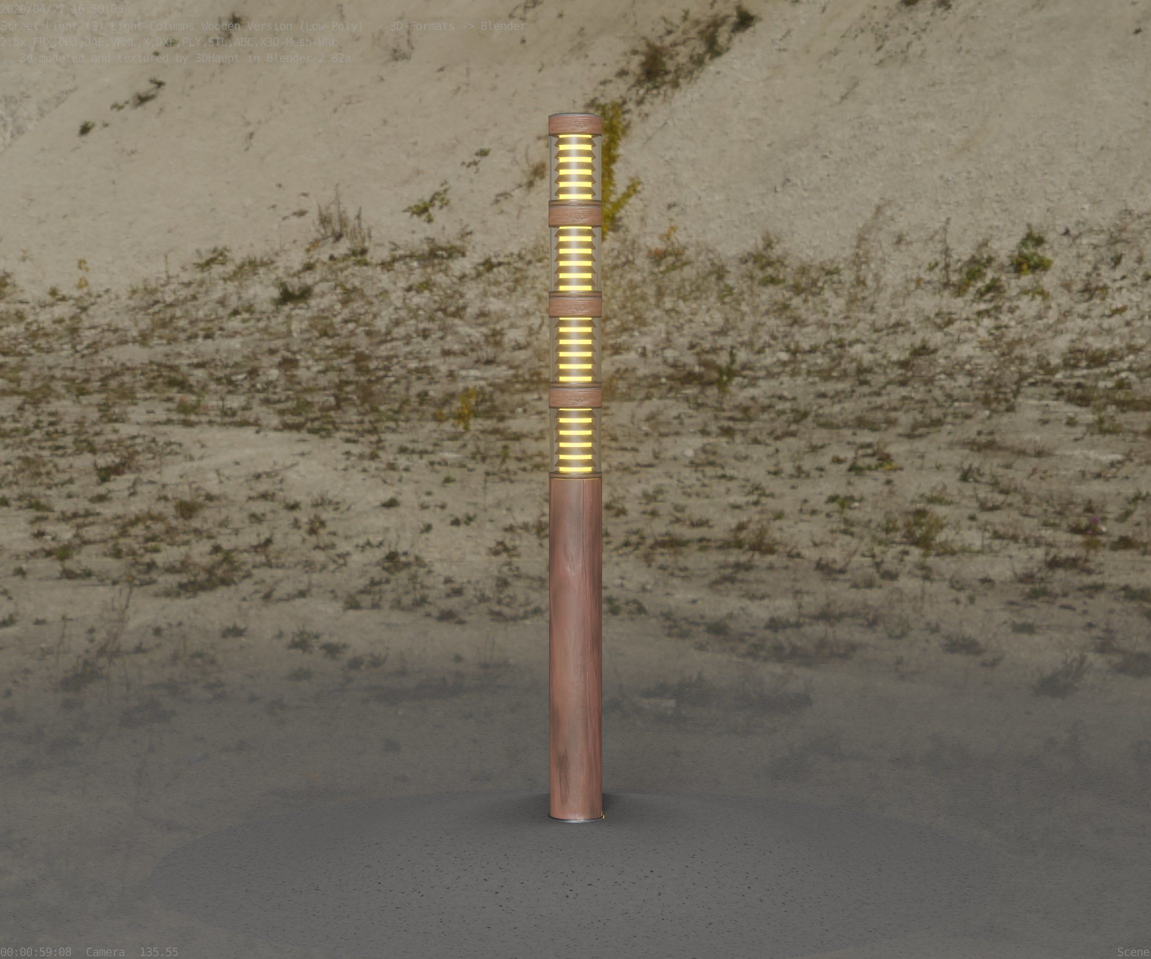 Wooden Light-Column 15 - Low-Poly Street-Light Set-9 Low-poly 3D model_17