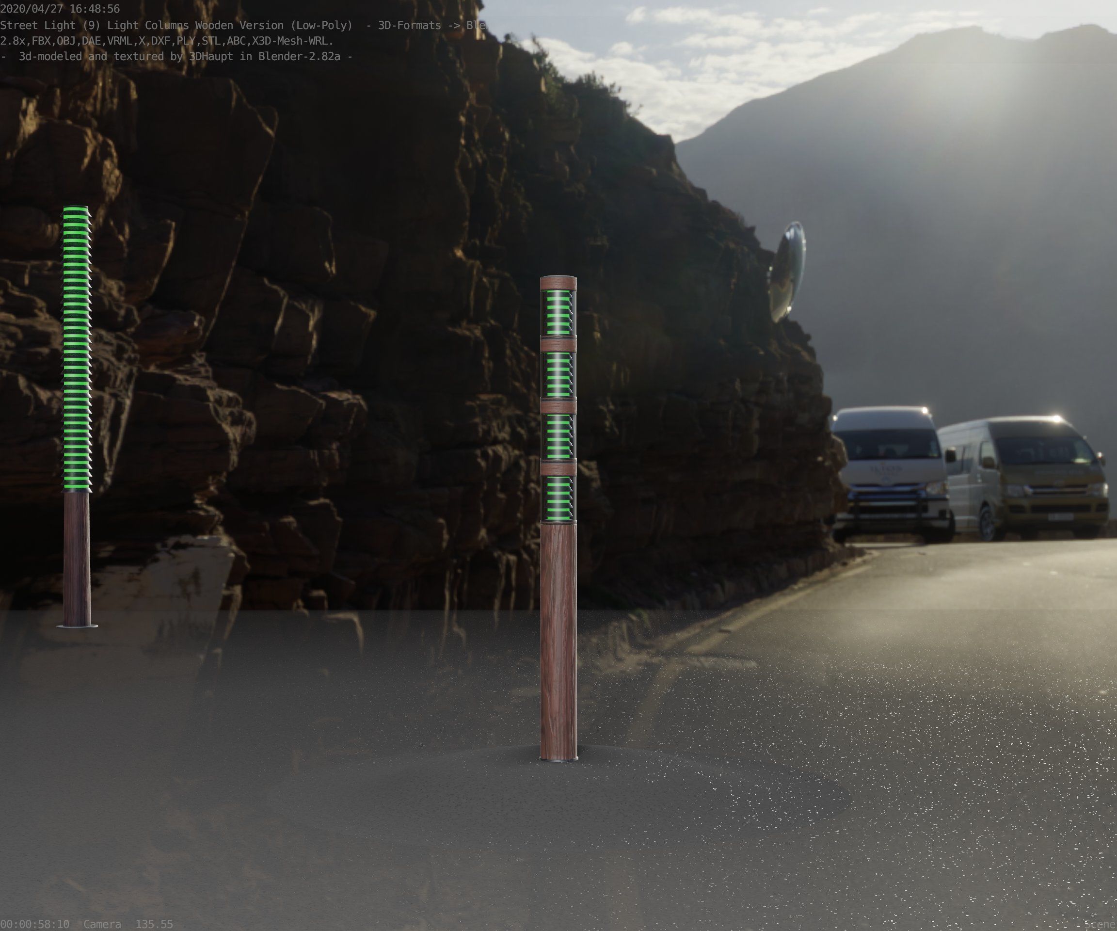 Wooden Light-Column 15 - Low-Poly Street-Light Set-9 Low-poly 3D model_7