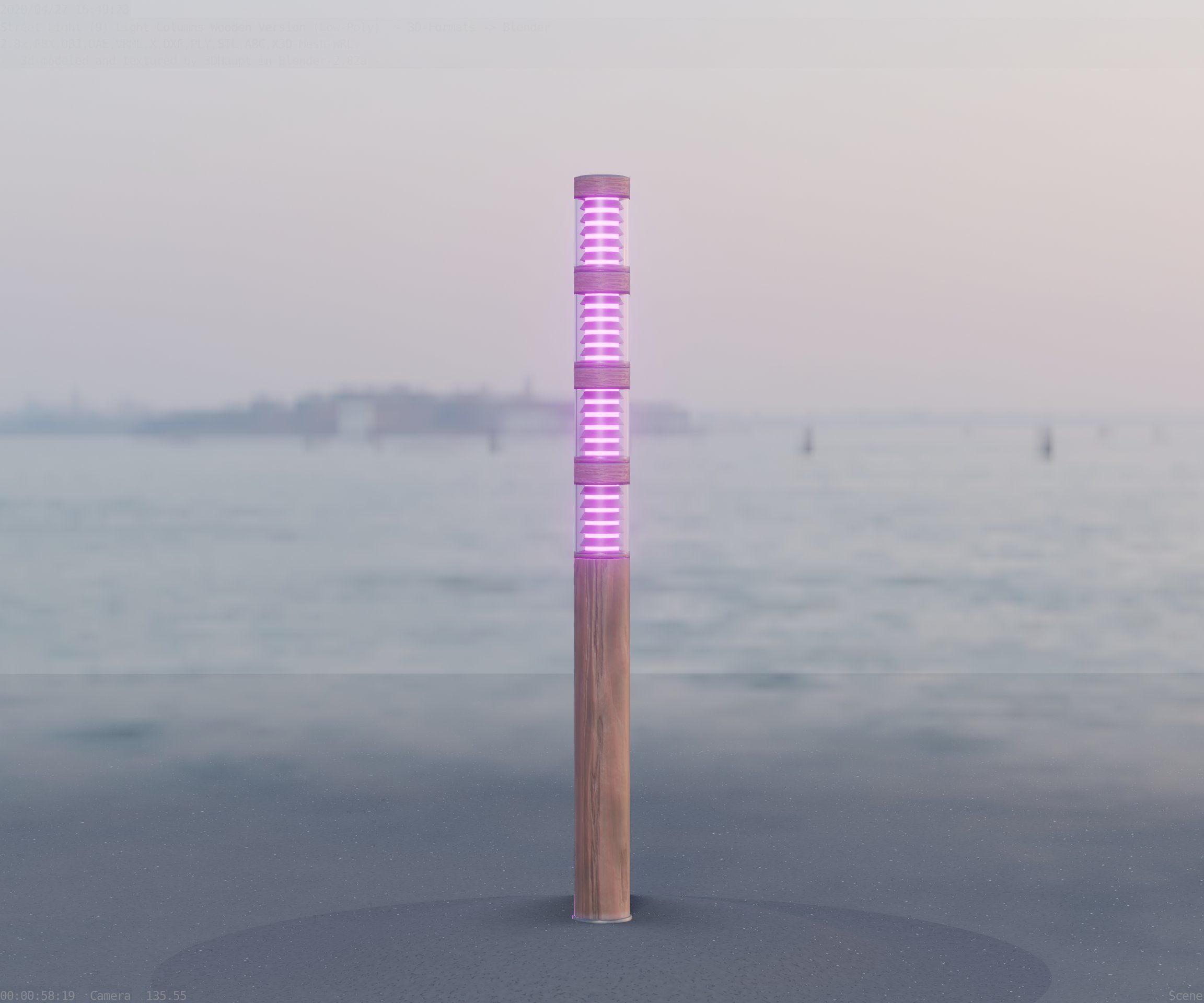 Wooden Light-Column 15 - Low-Poly Street-Light Set-9 Low-poly 3D model_78