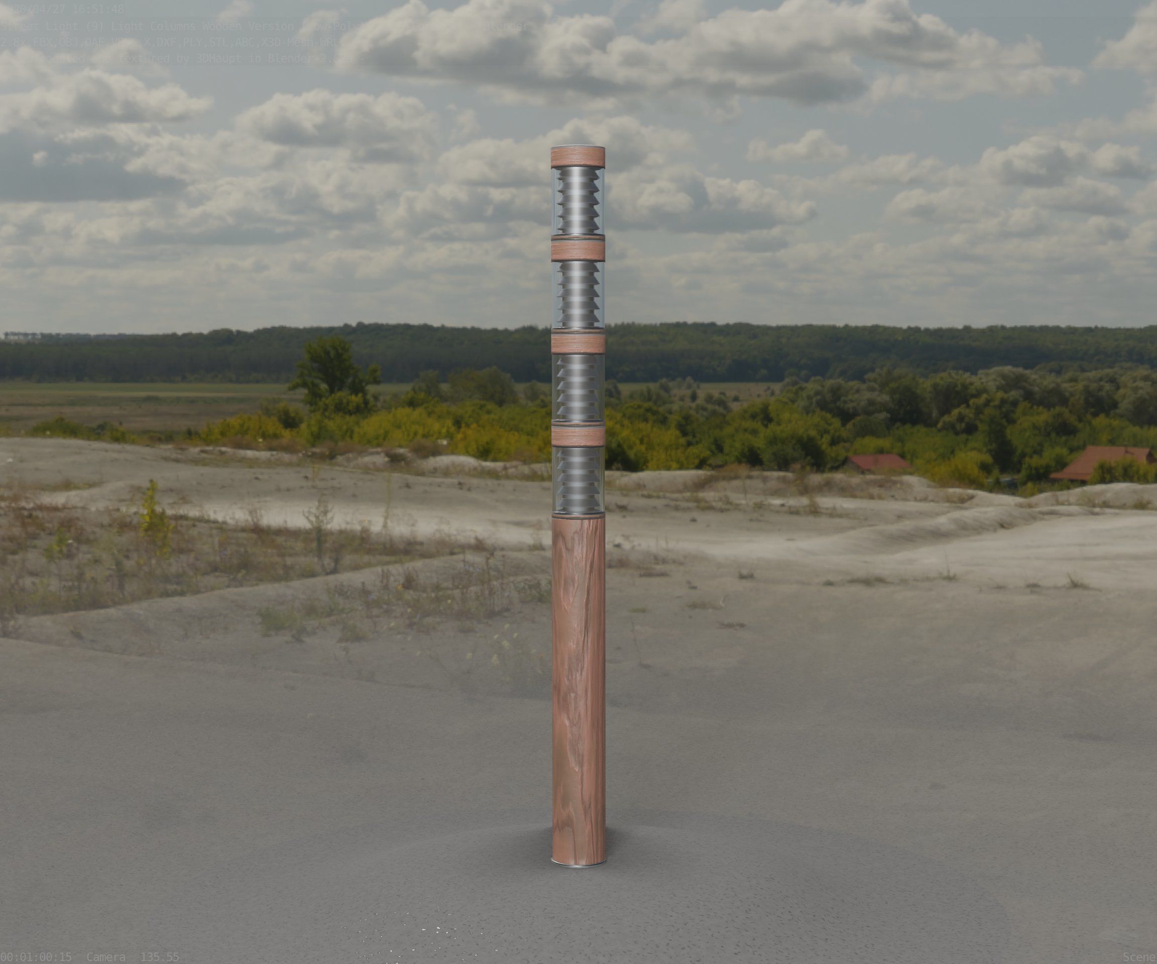 Wooden Light-Column 15 - Low-Poly Street-Light Set-9 Low-poly 3D model_46