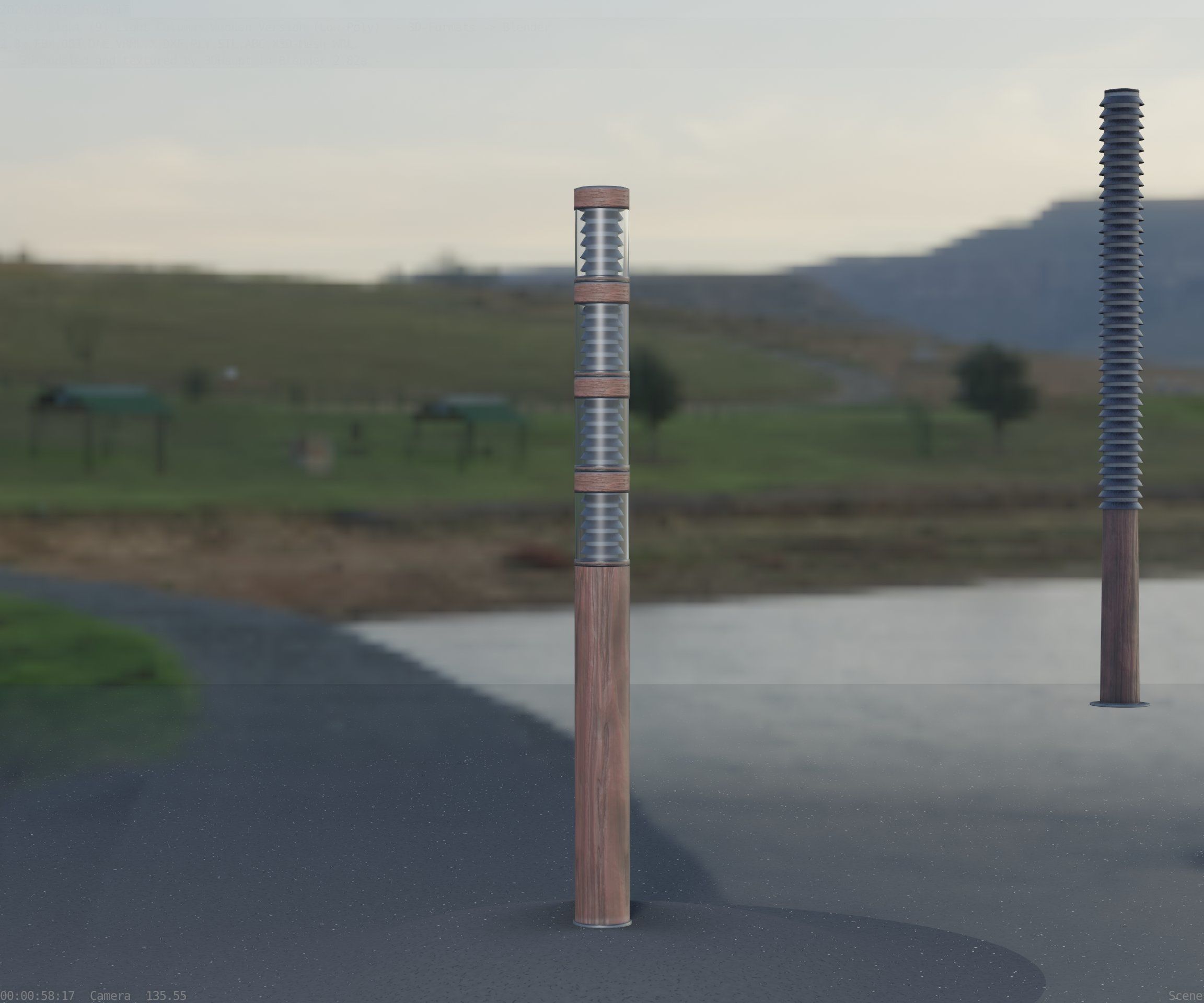 Wooden Light-Column 15 - Low-Poly Street-Light Set-9 Low-poly 3D model_12