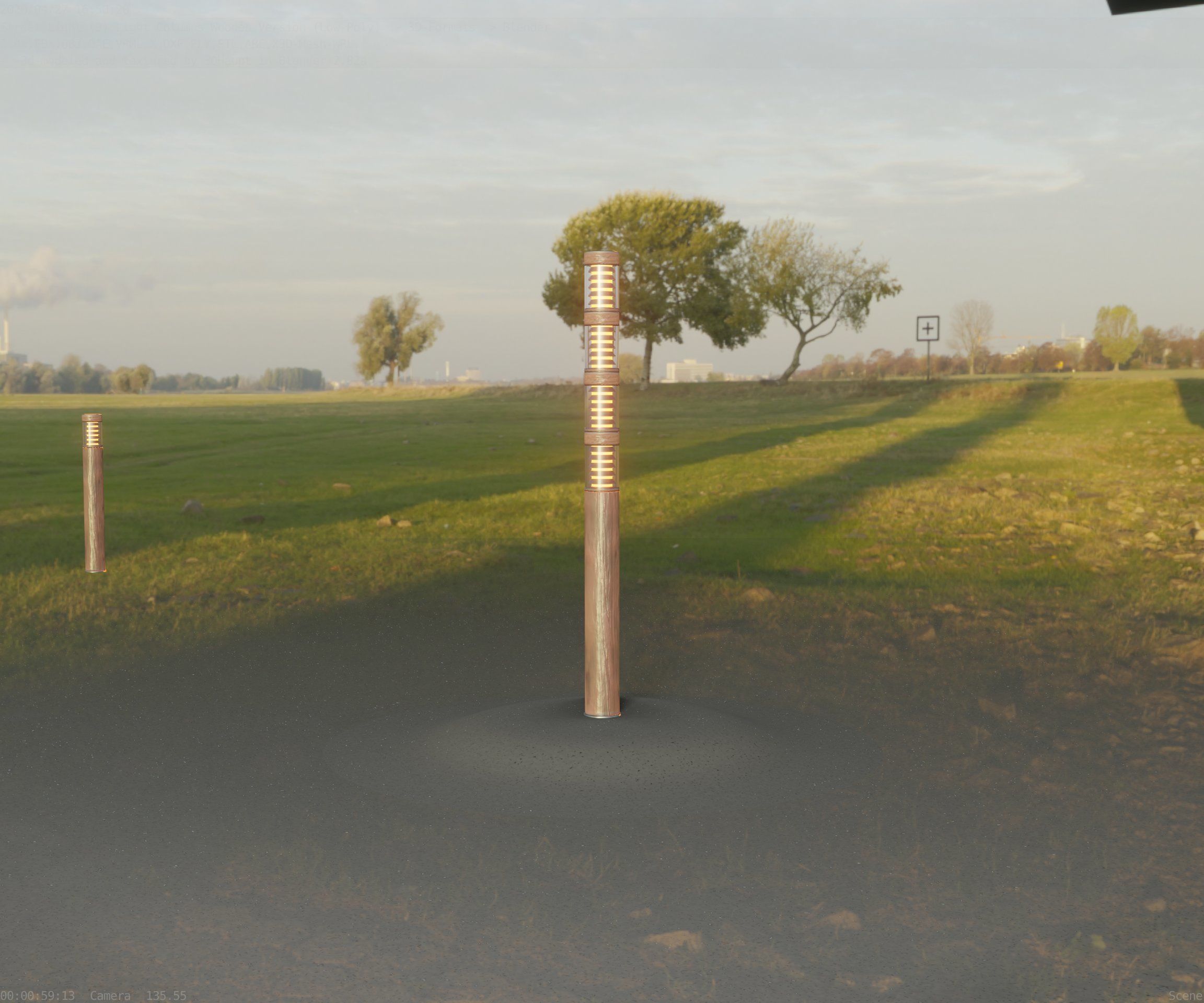 Wooden Light-Column 15 - Low-Poly Street-Light Set-9 Low-poly 3D model_22