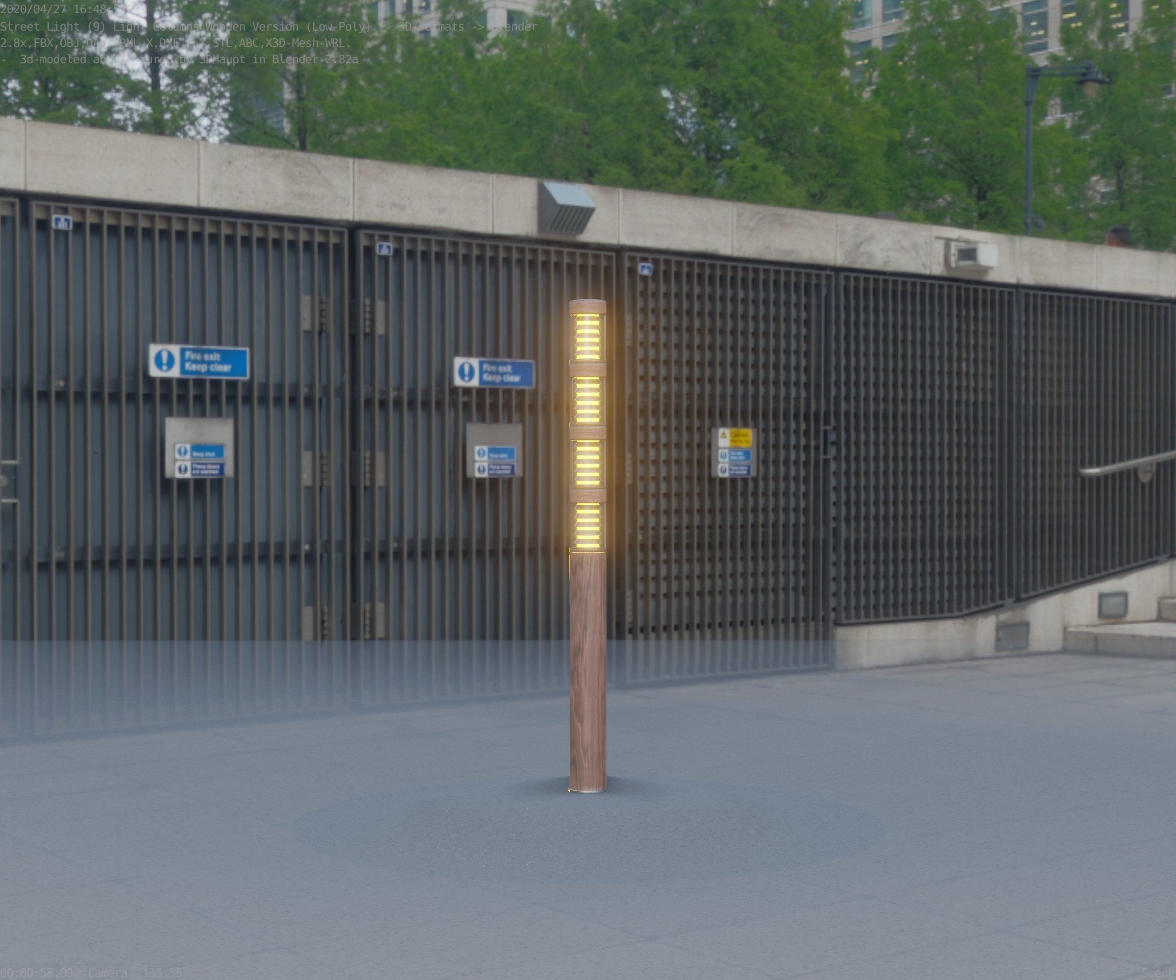 Wooden Light-Column 15 - Low-Poly Street-Light Set-9 Low-poly 3D model_6