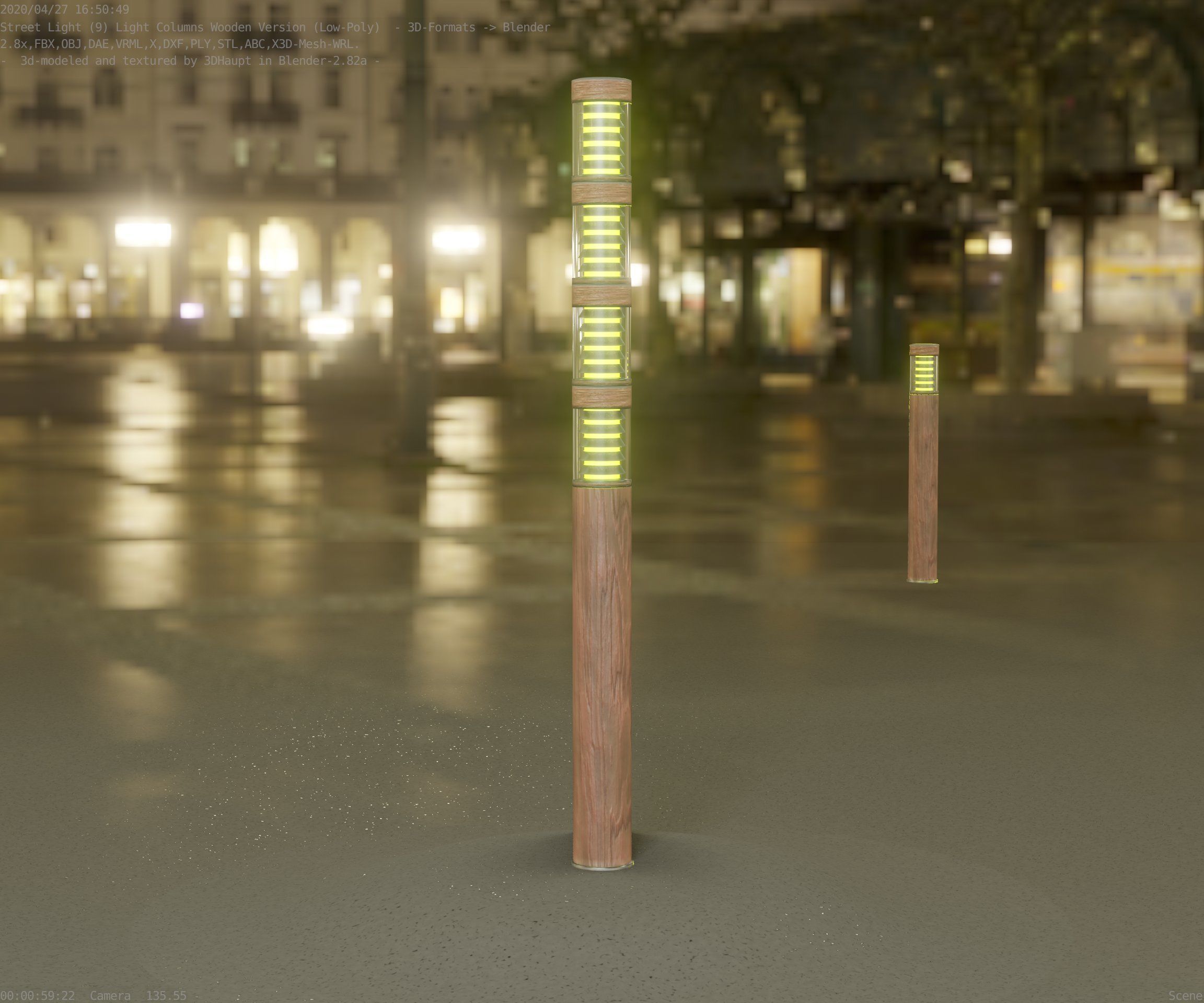 Wooden Light-Column 15 - Low-Poly Street-Light Set-9 Low-poly 3D model_29