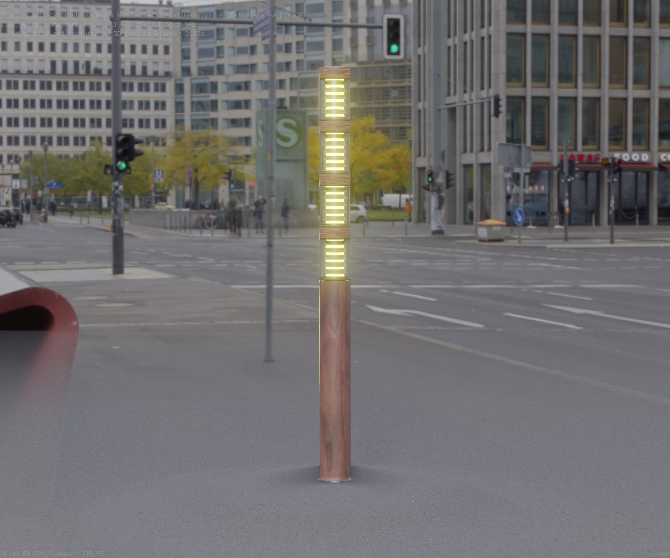 Wooden Light-Column 15 - Low-Poly Street-Light Set-9 Low-poly 3D model_16