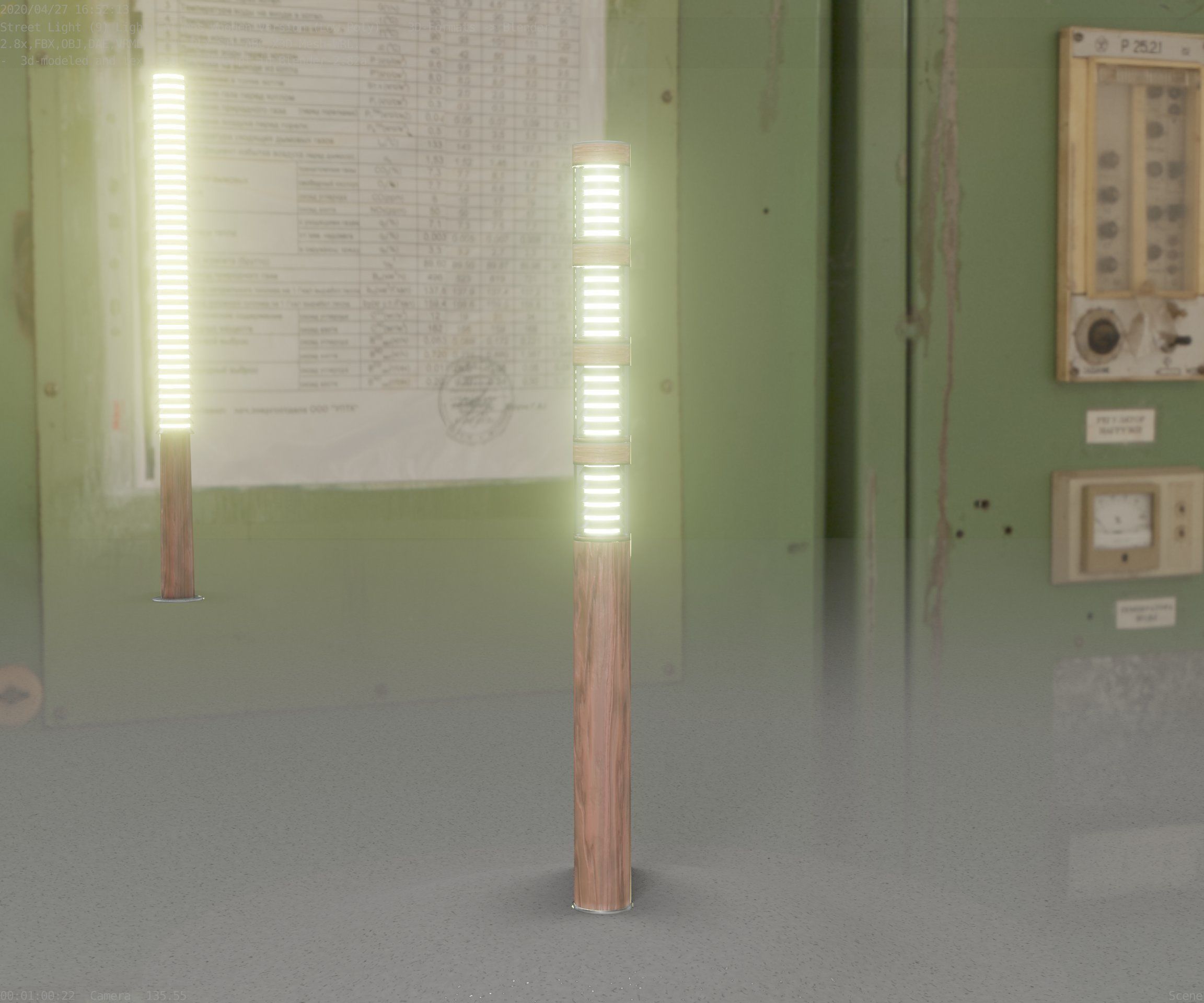 Wooden Light-Column 15 - Low-Poly Street-Light Set-9 Low-poly 3D model_53
