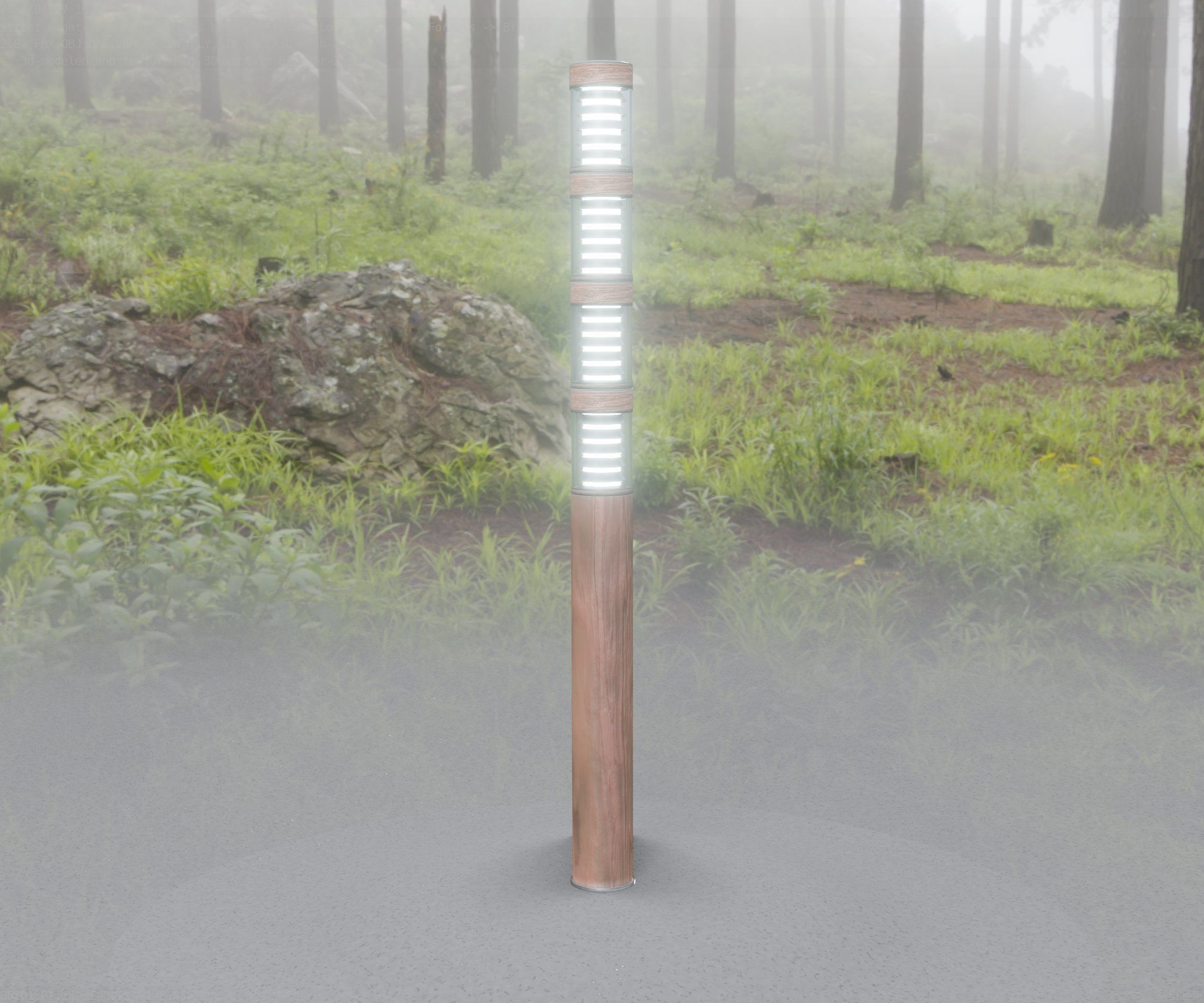Wooden Light-Column 15 - Low-Poly Street-Light Set-9 Low-poly 3D model_73