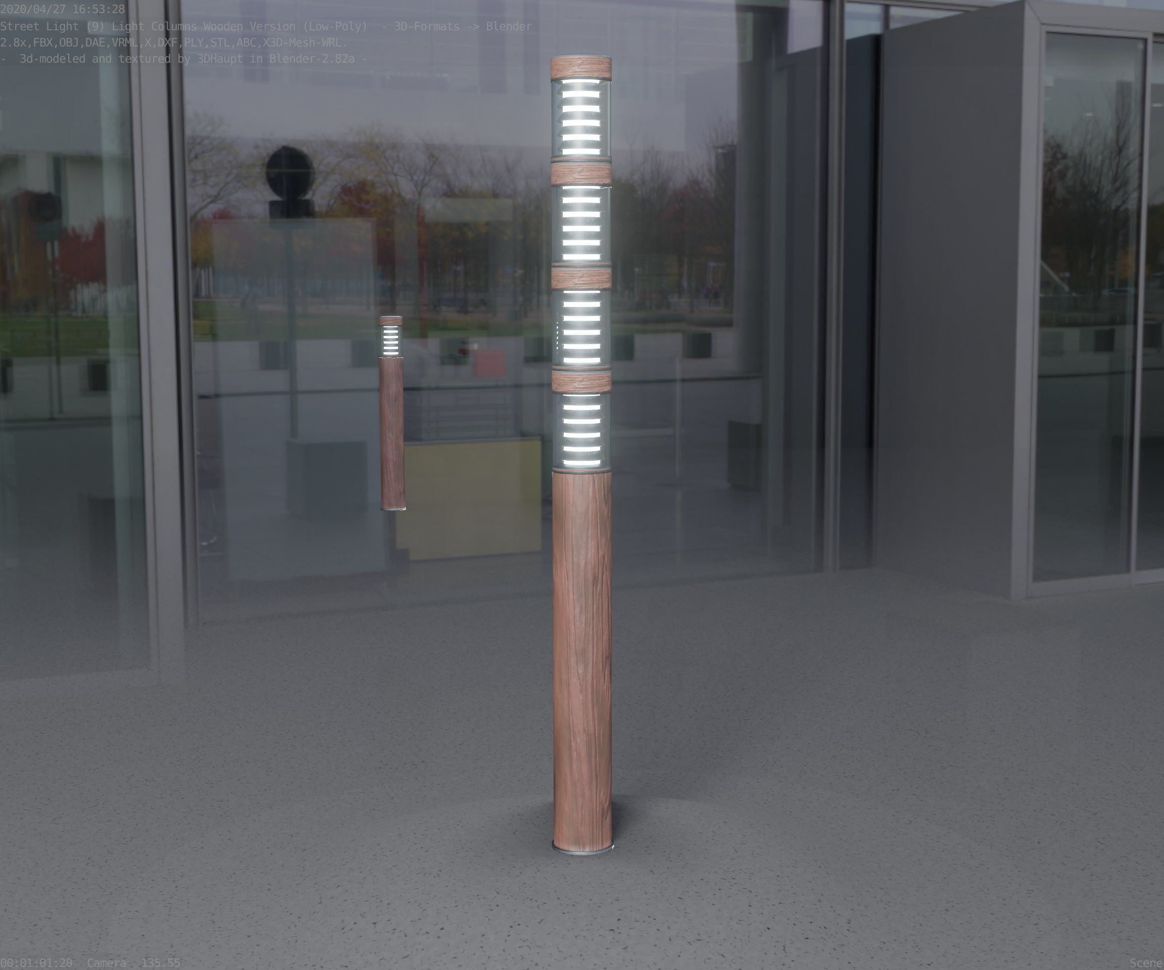 Wooden Light-Column 15 - Low-Poly Street-Light Set-9 Low-poly 3D model_75