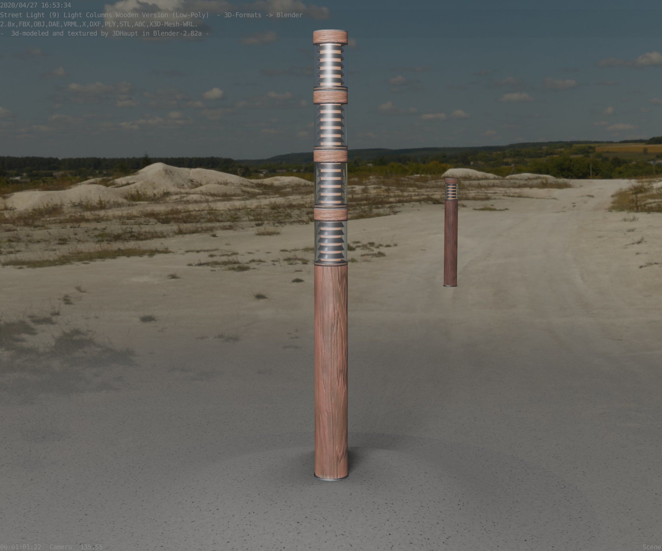 Wooden Light-Column 15 - Low-Poly Street-Light Set-9 Low-poly 3D model_77