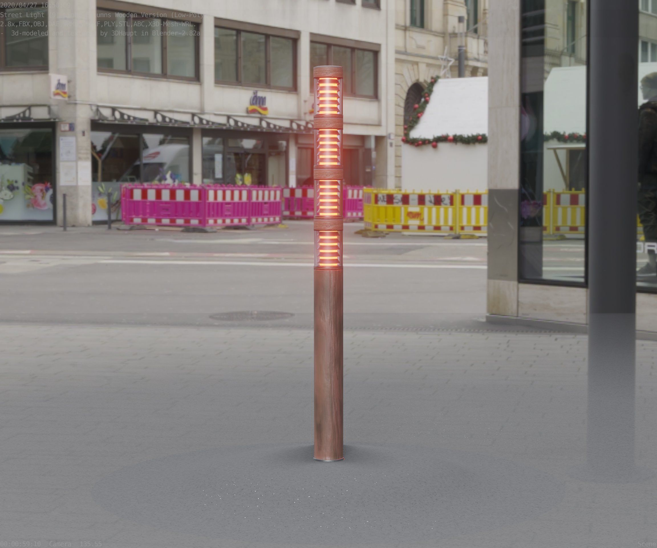 Wooden Light-Column 15 - Low-Poly Street-Light Set-9 Low-poly 3D model_19