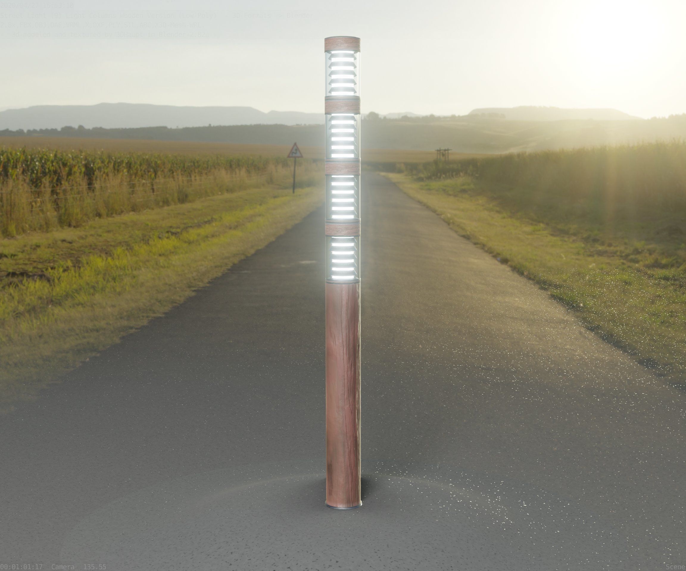 Wooden Light-Column 15 - Low-Poly Street-Light Set-9 Low-poly 3D model_72