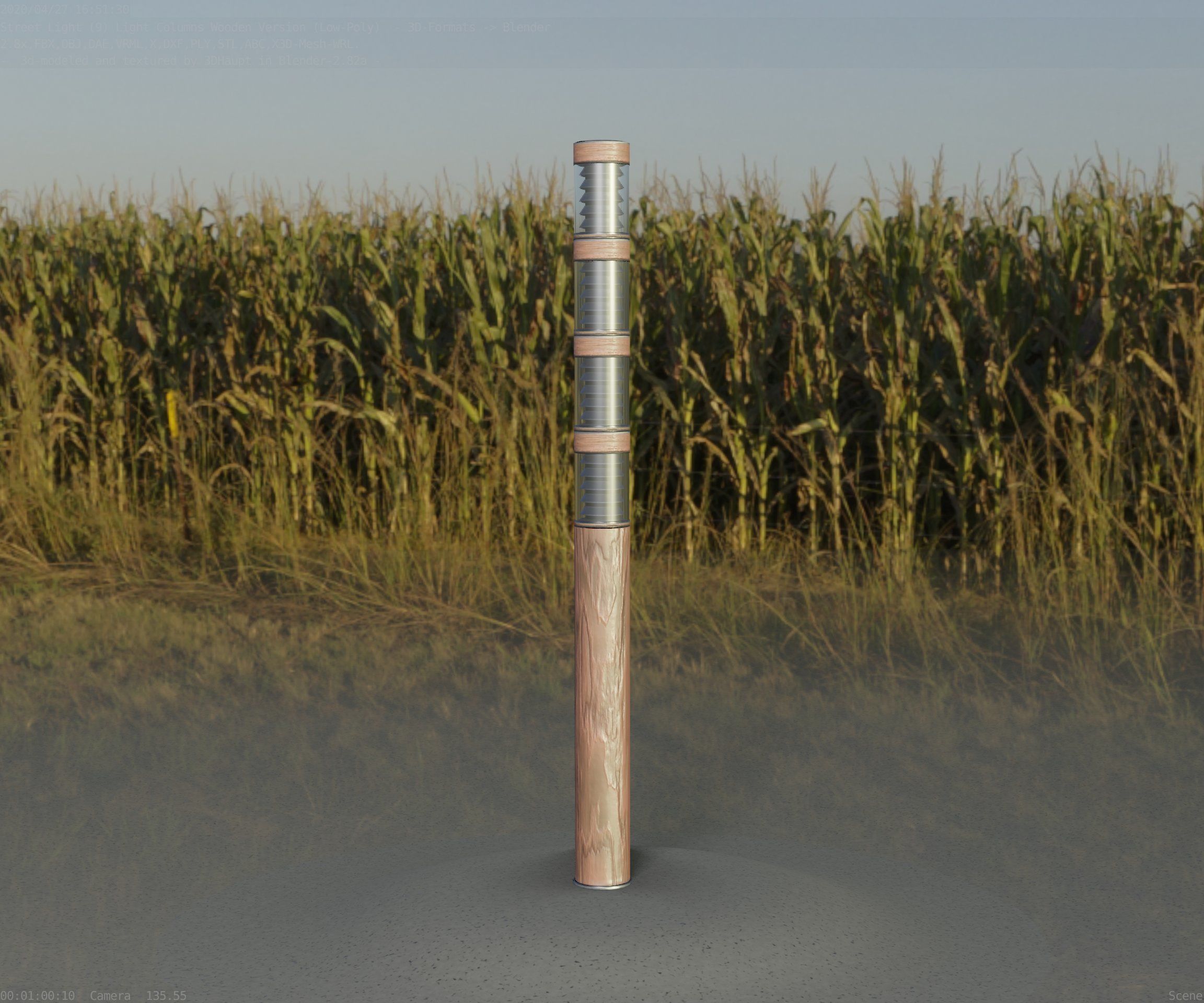 Wooden Light-Column 15 - Low-Poly Street-Light Set-9 Low-poly 3D model_41