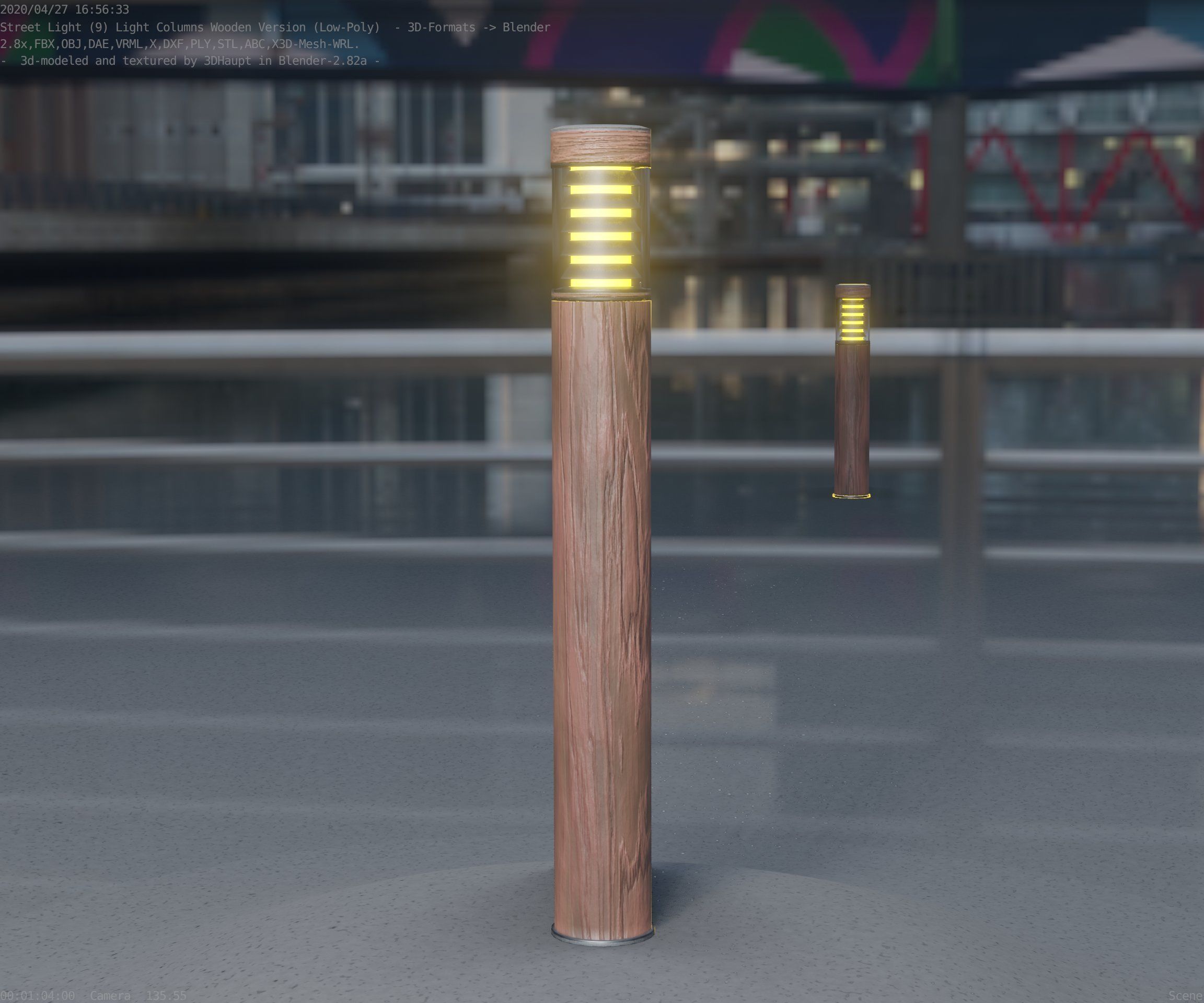 Light Column made of wood 16 - Low-Poly Street-Light Set-9 Low-poly 3D model_36