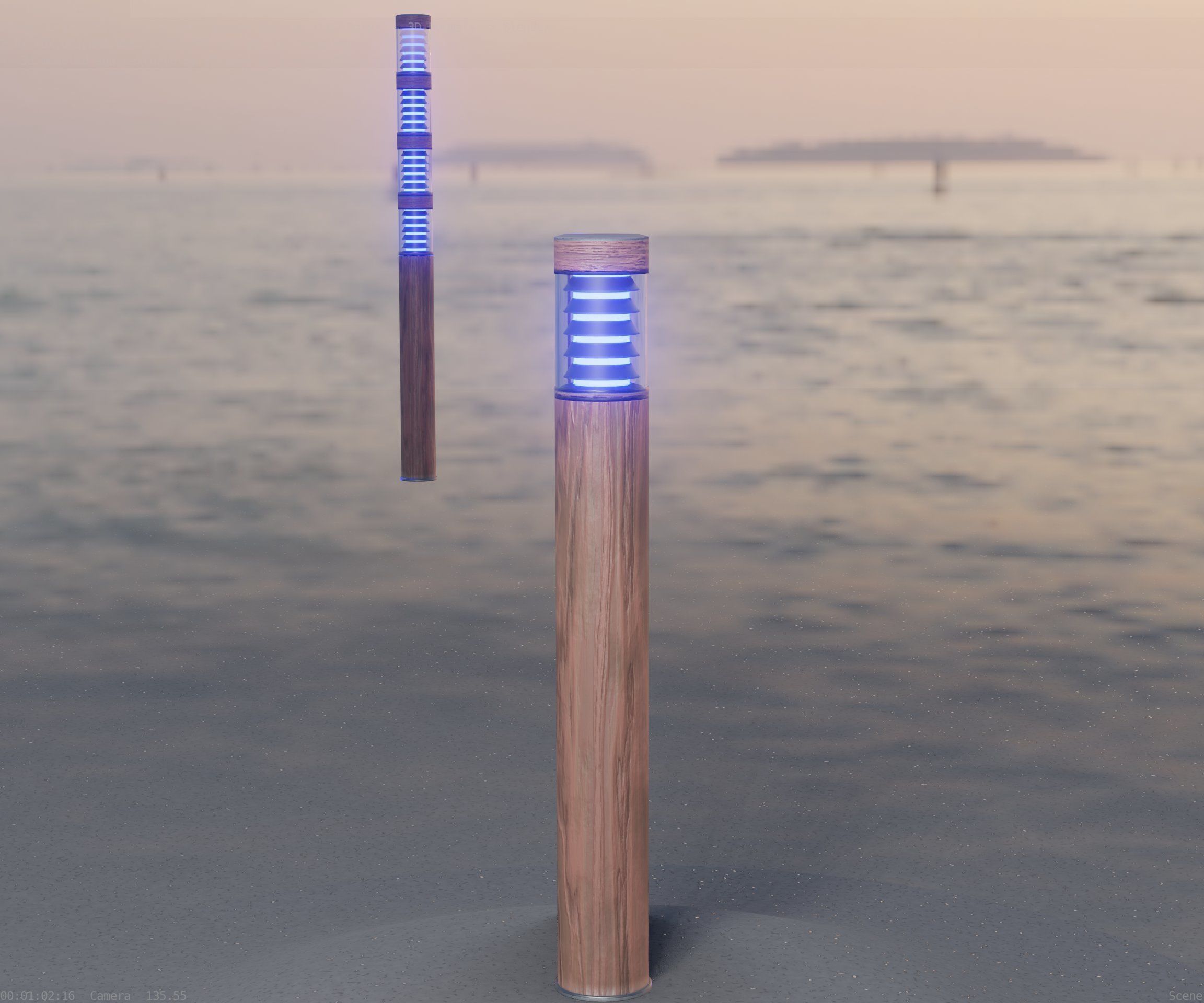 Light Column made of wood 16 - Low-Poly Street-Light Set-9 Low-poly 3D model_5