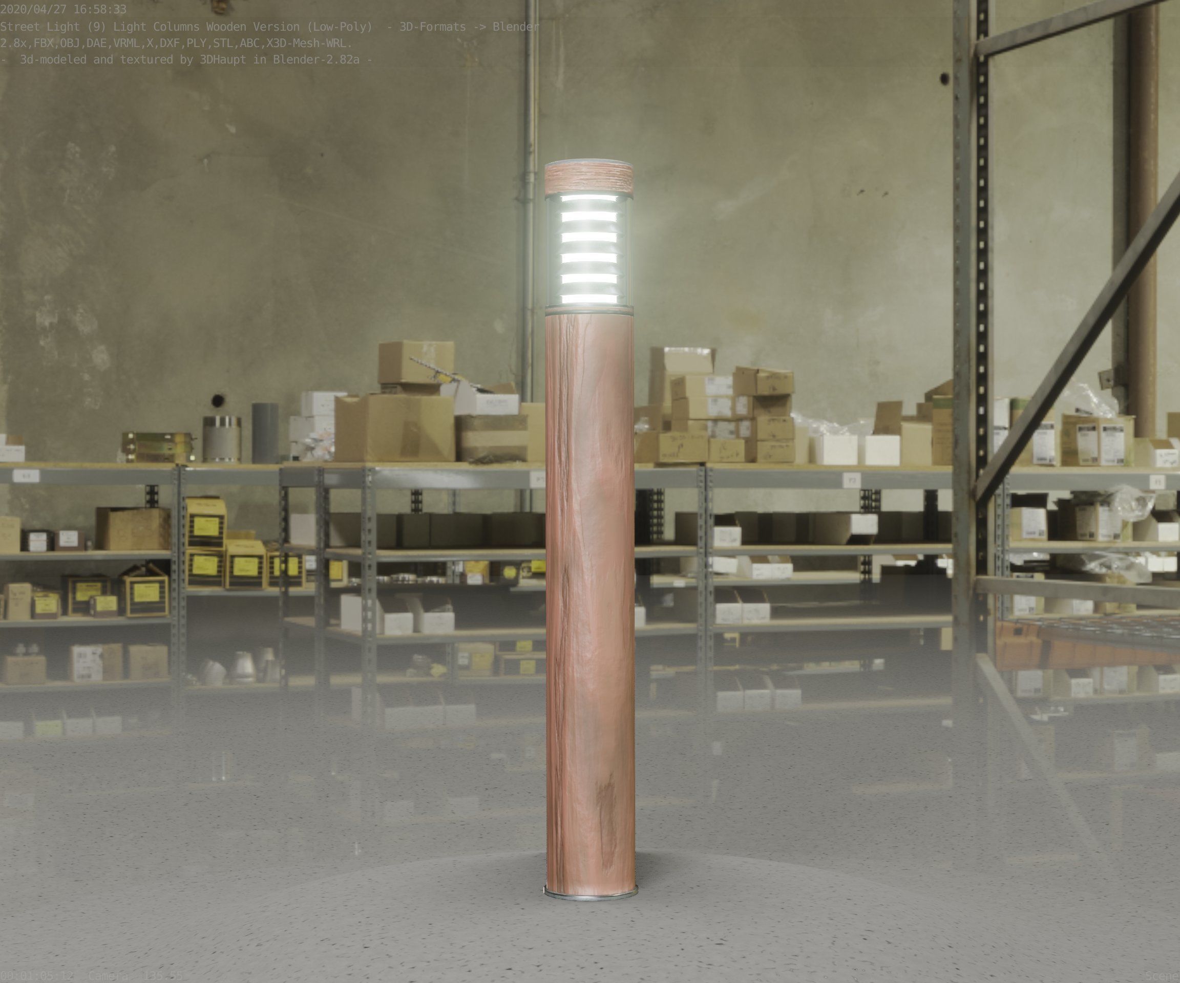 Light Column made of wood 16 - Low-Poly Street-Light Set-9 Low-poly 3D model_72