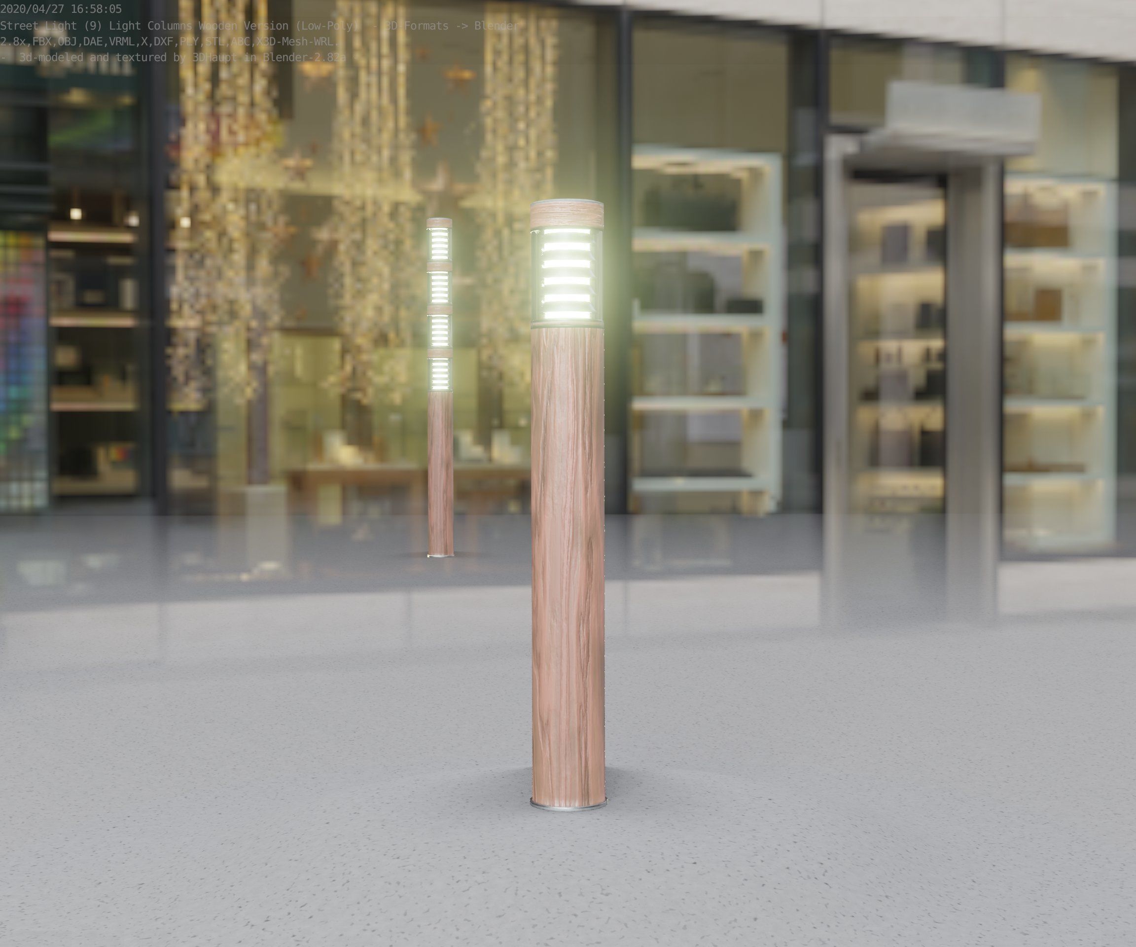 Light Column made of wood 16 - Low-Poly Street-Light Set-9 Low-poly 3D model_63
