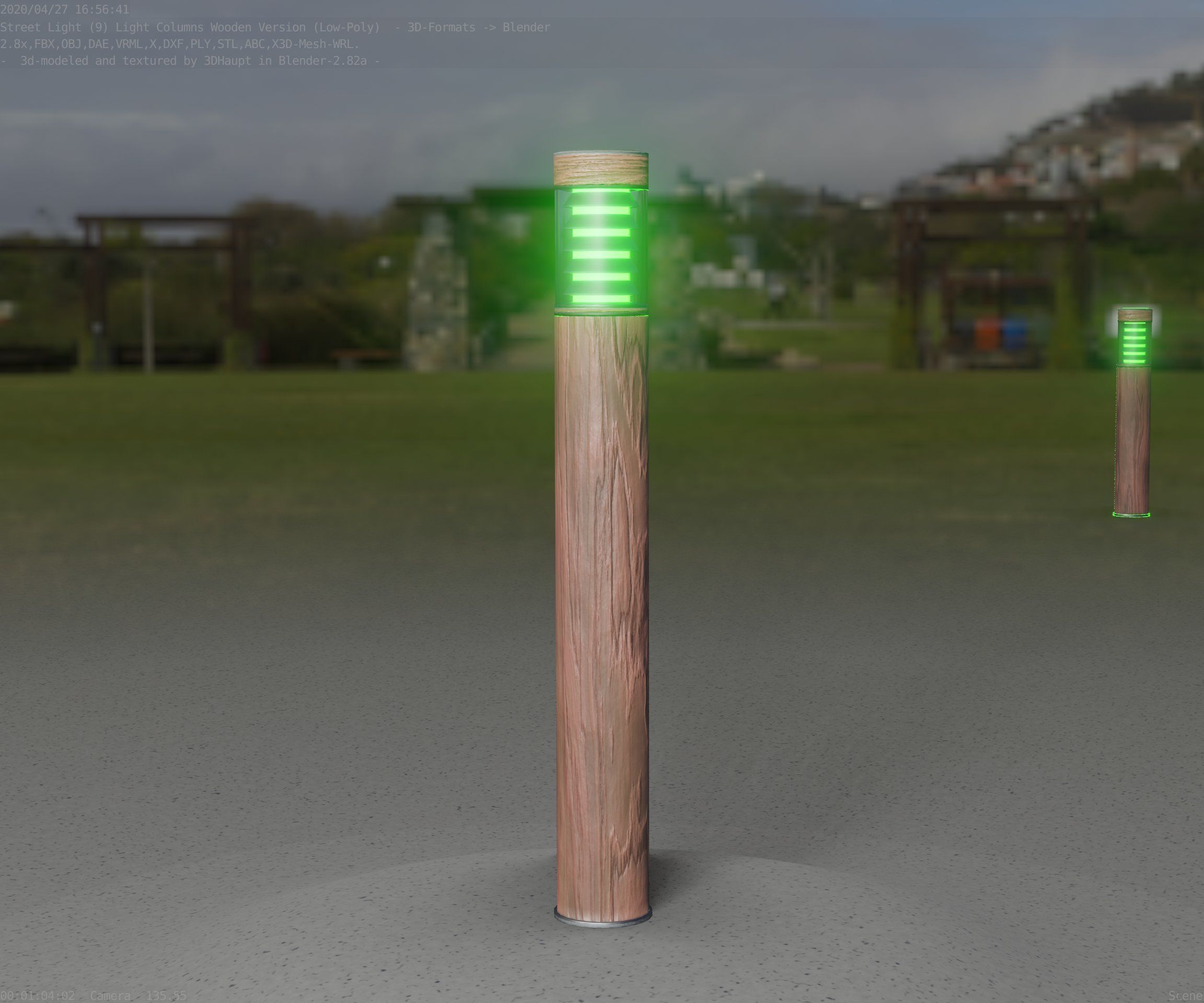 Light Column made of wood 16 - Low-Poly Street-Light Set-9 Low-poly 3D model_38