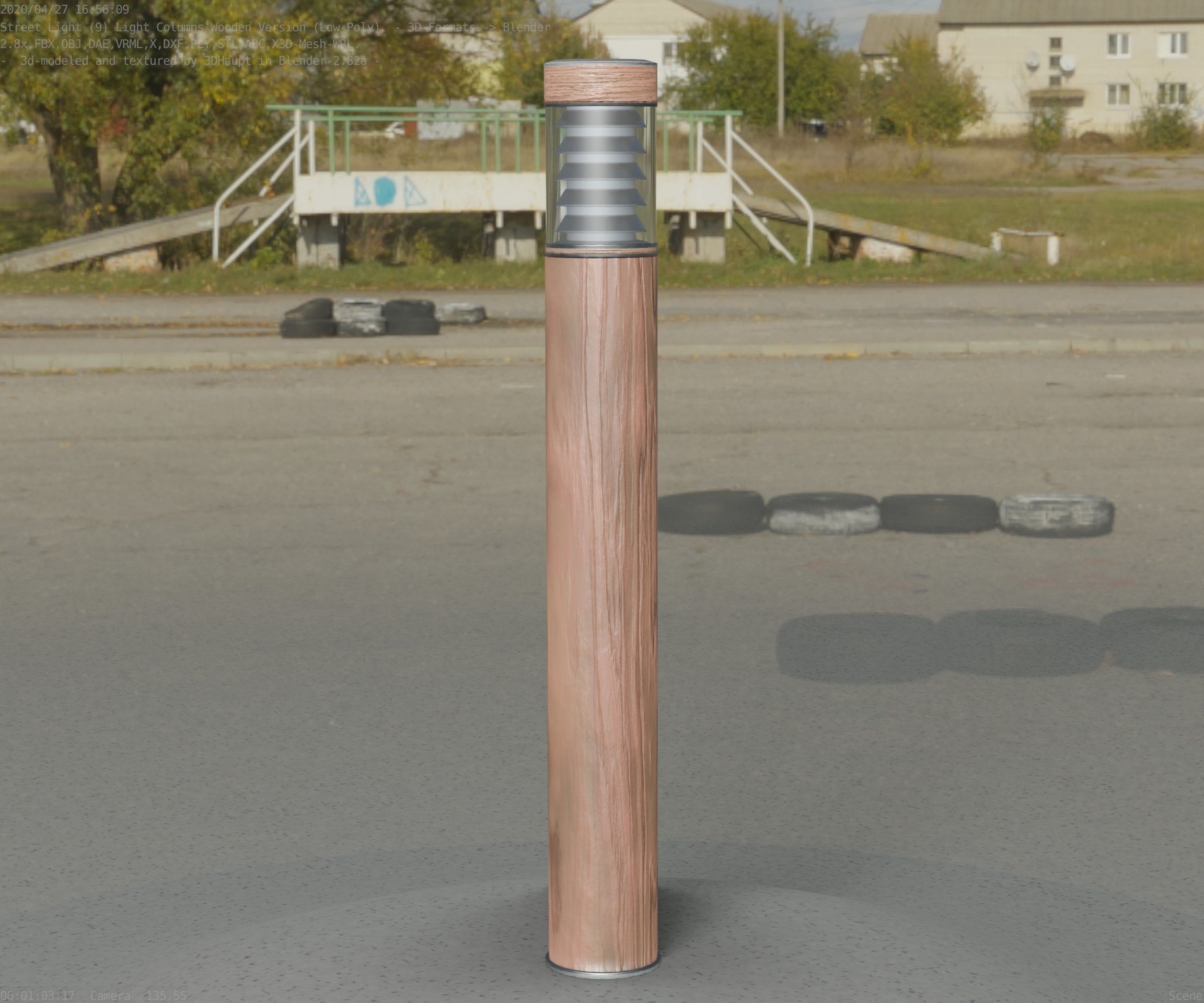 Light Column made of wood 16 - Low-Poly Street-Light Set-9 Low-poly 3D model_29