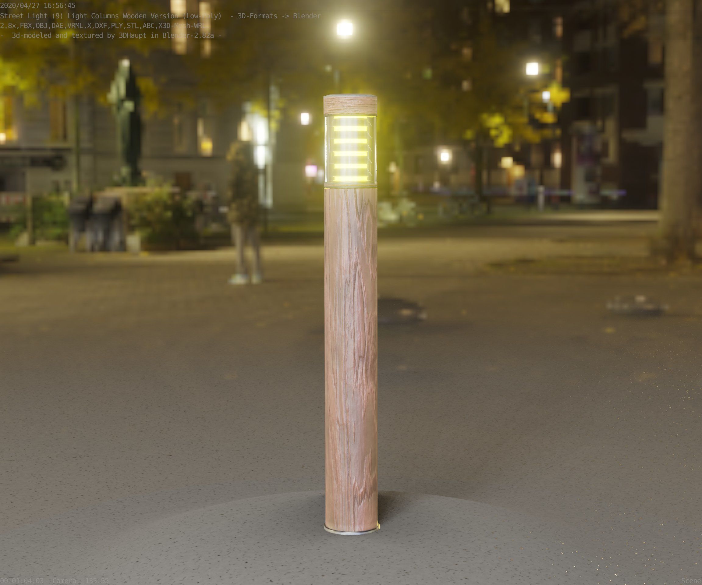 Light Column made of wood 16 - Low-Poly Street-Light Set-9 Low-poly 3D model_39