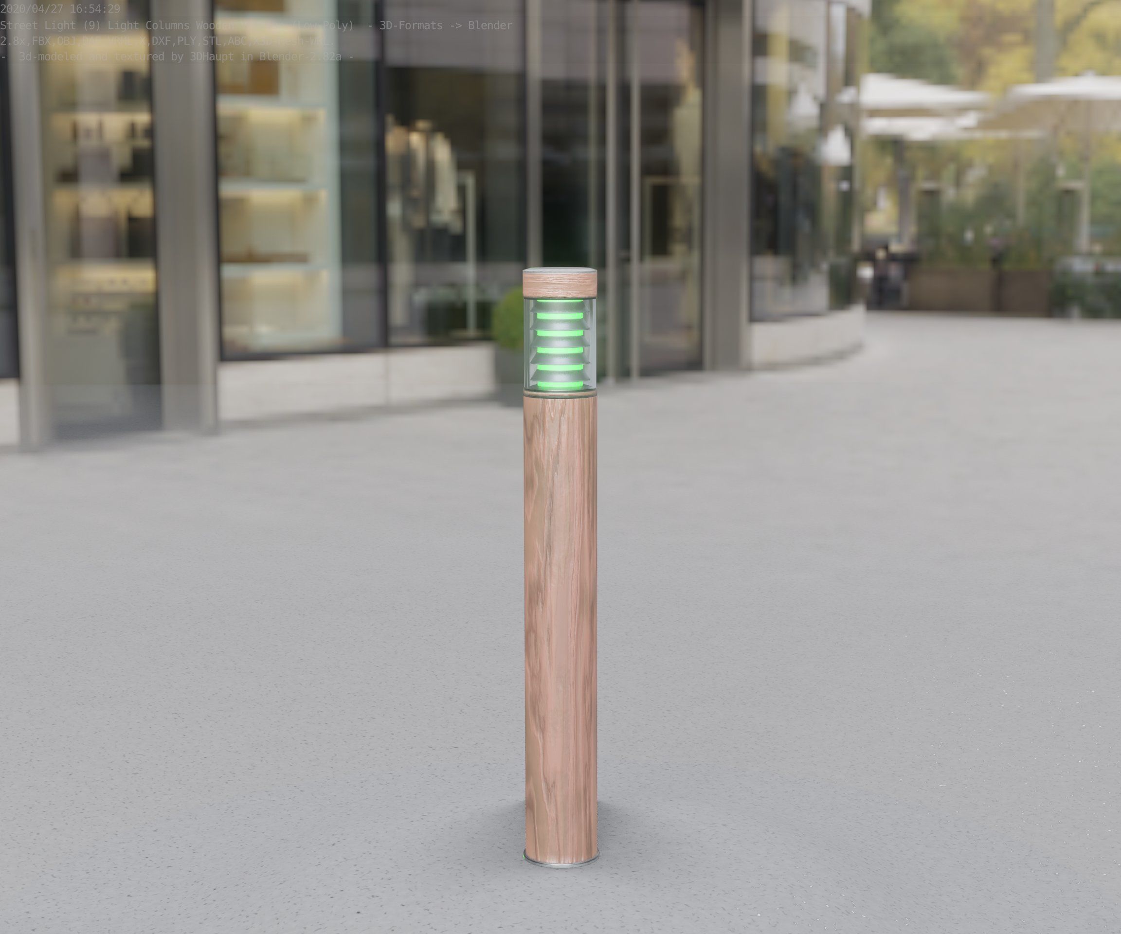 Light Column made of wood 16 - Low-Poly Street-Light Set-9 Low-poly 3D model_2