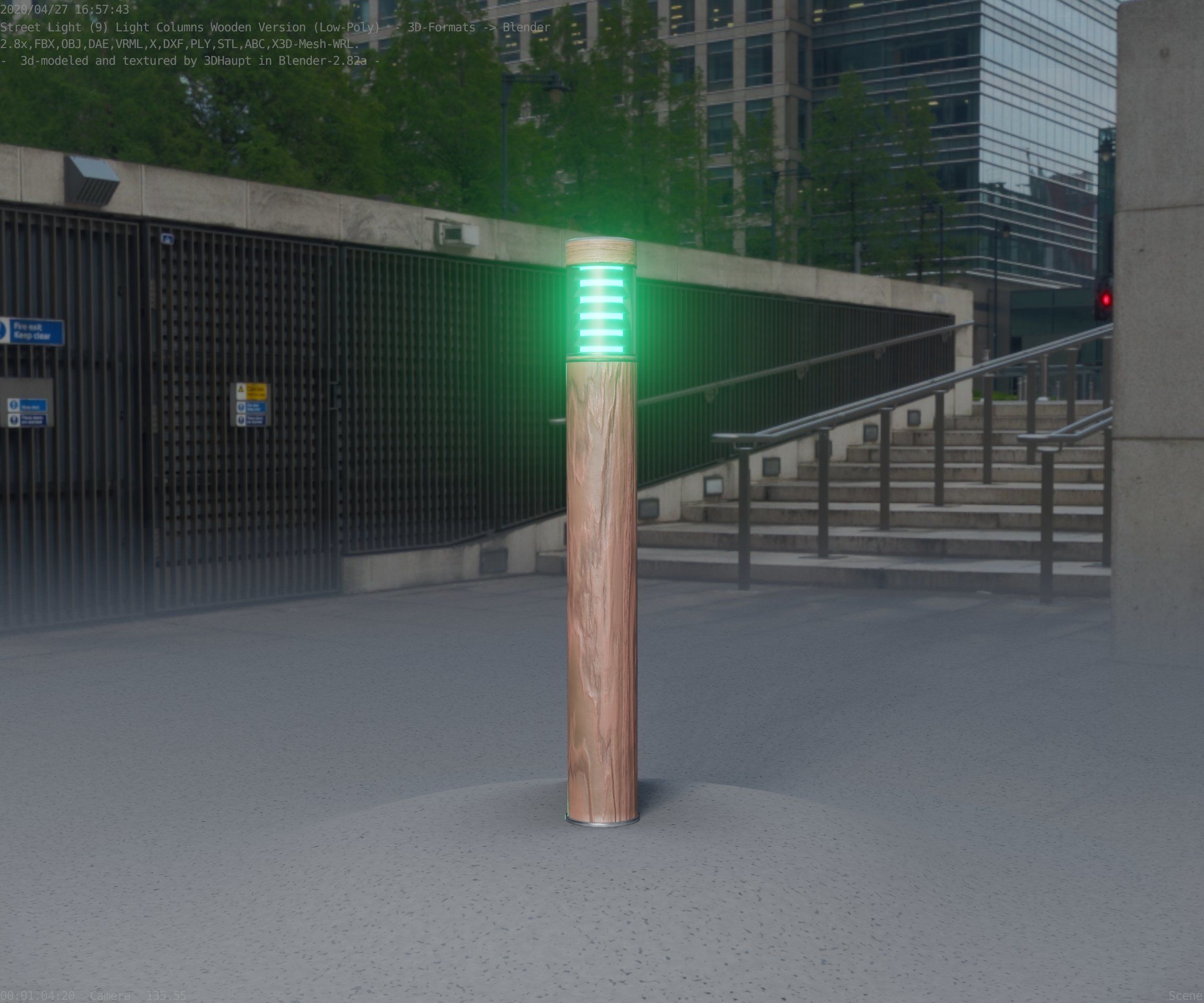 Light Column made of wood 16 - Low-Poly Street-Light Set-9 Low-poly 3D model_56