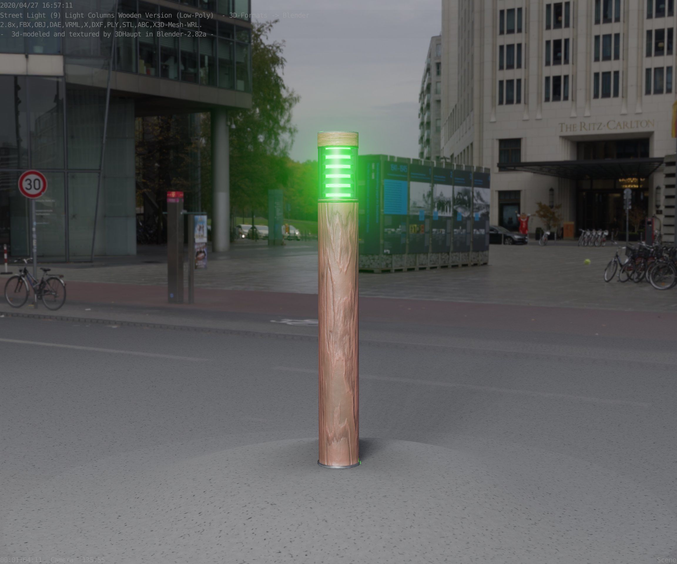 Light Column made of wood 16 - Low-Poly Street-Light Set-9 Low-poly 3D model_47