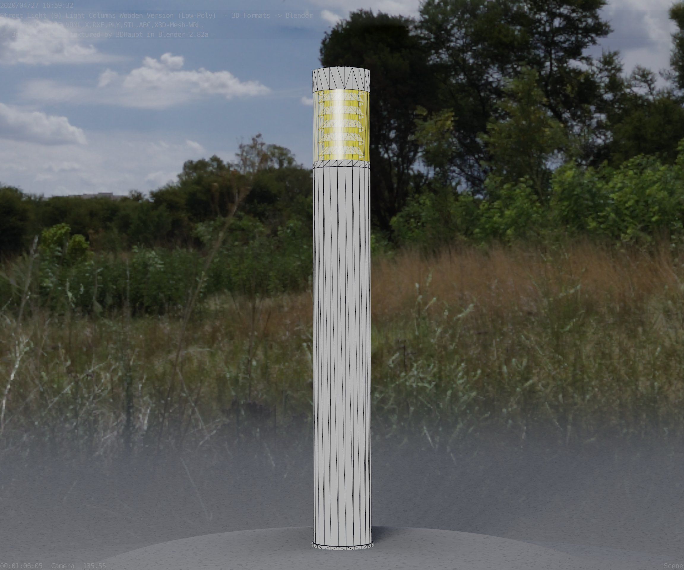 Light Column made of wood 16 - Low-Poly Street-Light Set-9 Low-poly 3D model_89