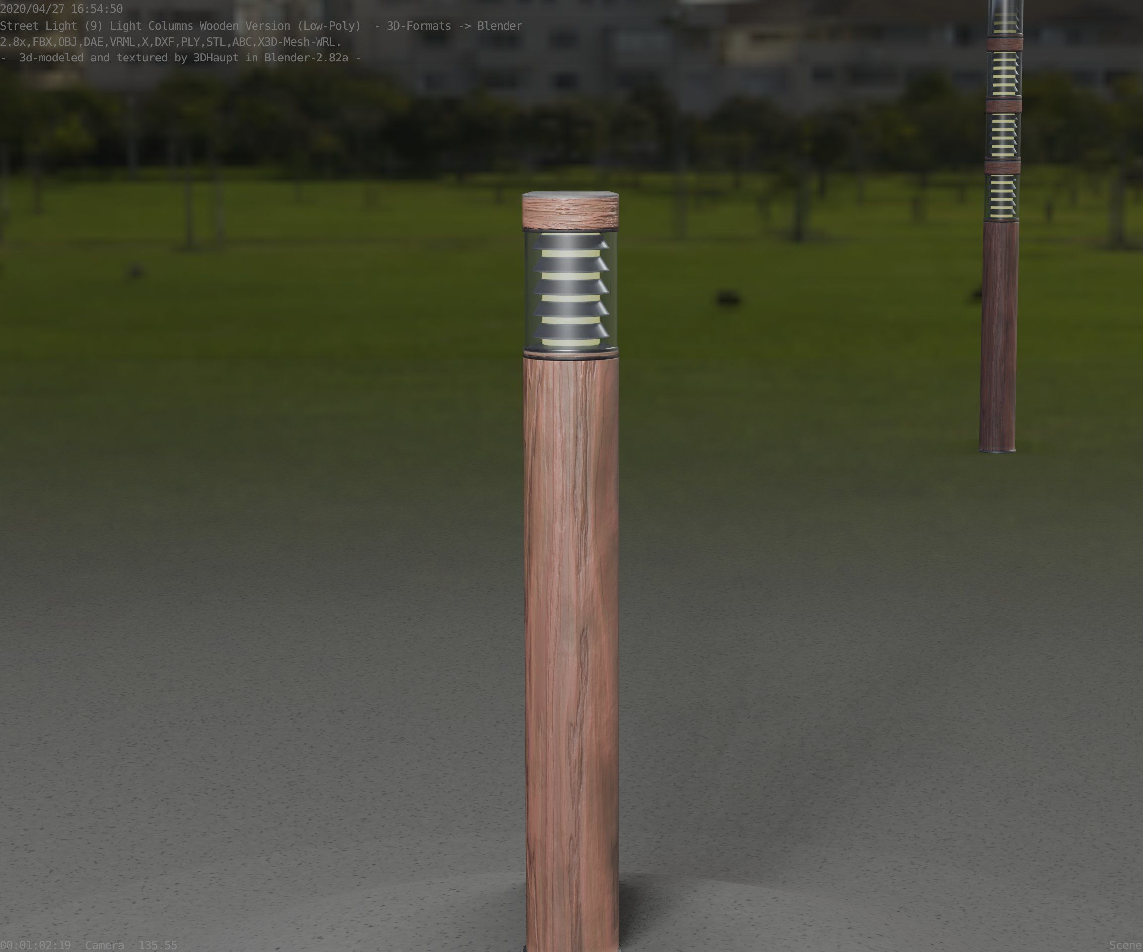 Light Column made of wood 16 - Low-Poly Street-Light Set-9 Low-poly 3D model_7