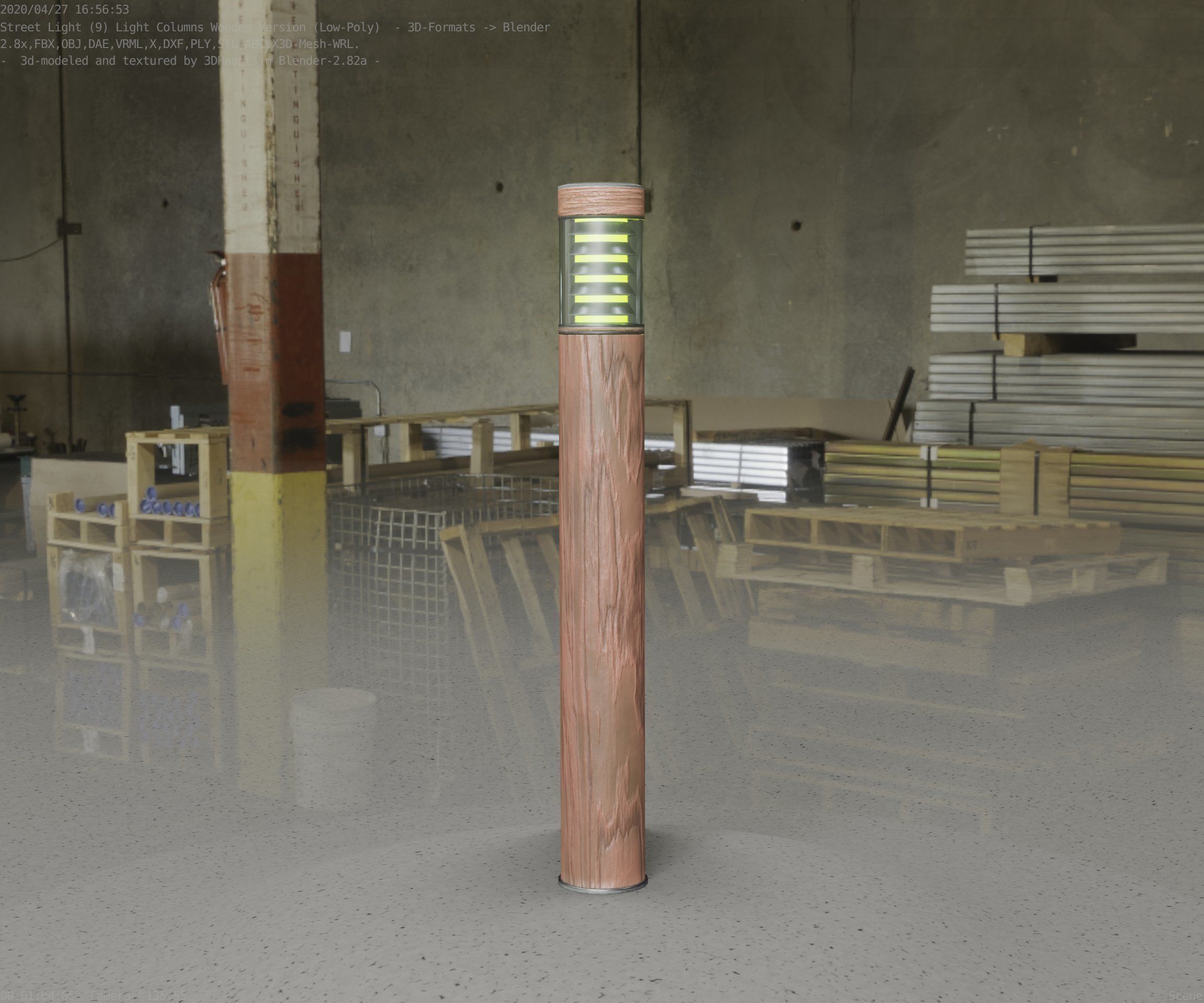 Light Column made of wood 16 - Low-Poly Street-Light Set-9 Low-poly 3D model_41