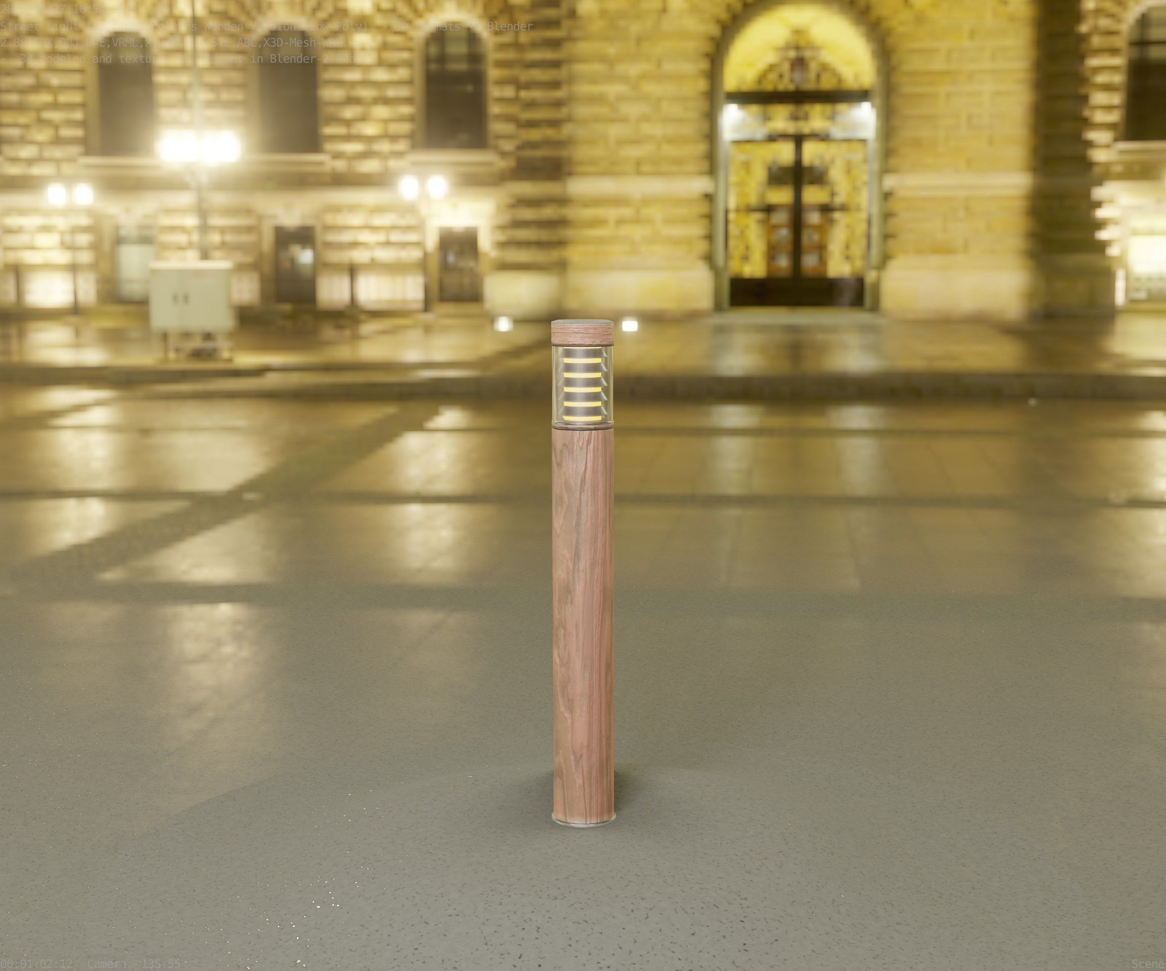 Light Column made of wood 16 - Low-Poly Street-Light Set-9 Low-poly 3D model_1