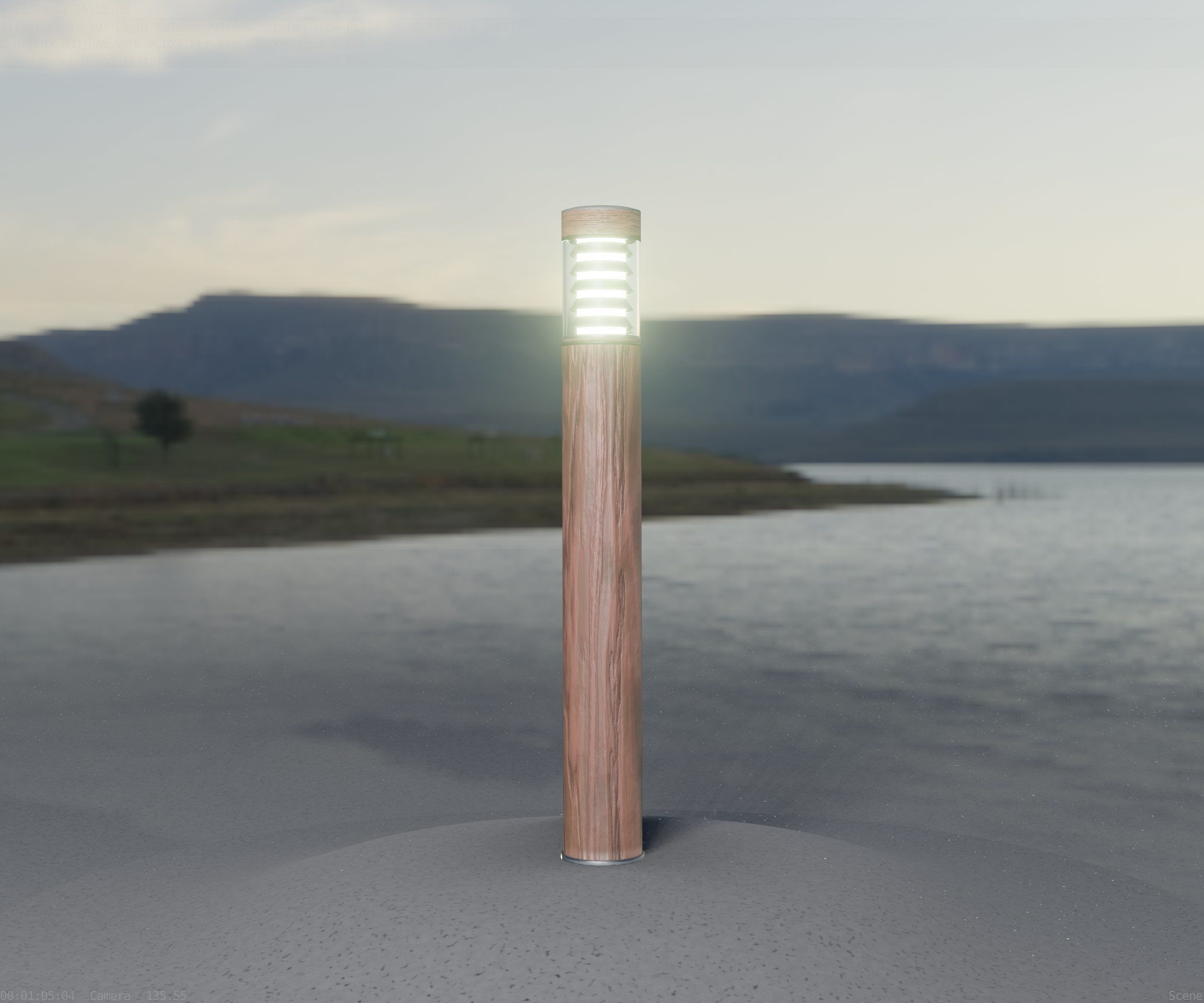 Light Column made of wood 16 - Low-Poly Street-Light Set-9 Low-poly 3D model_64