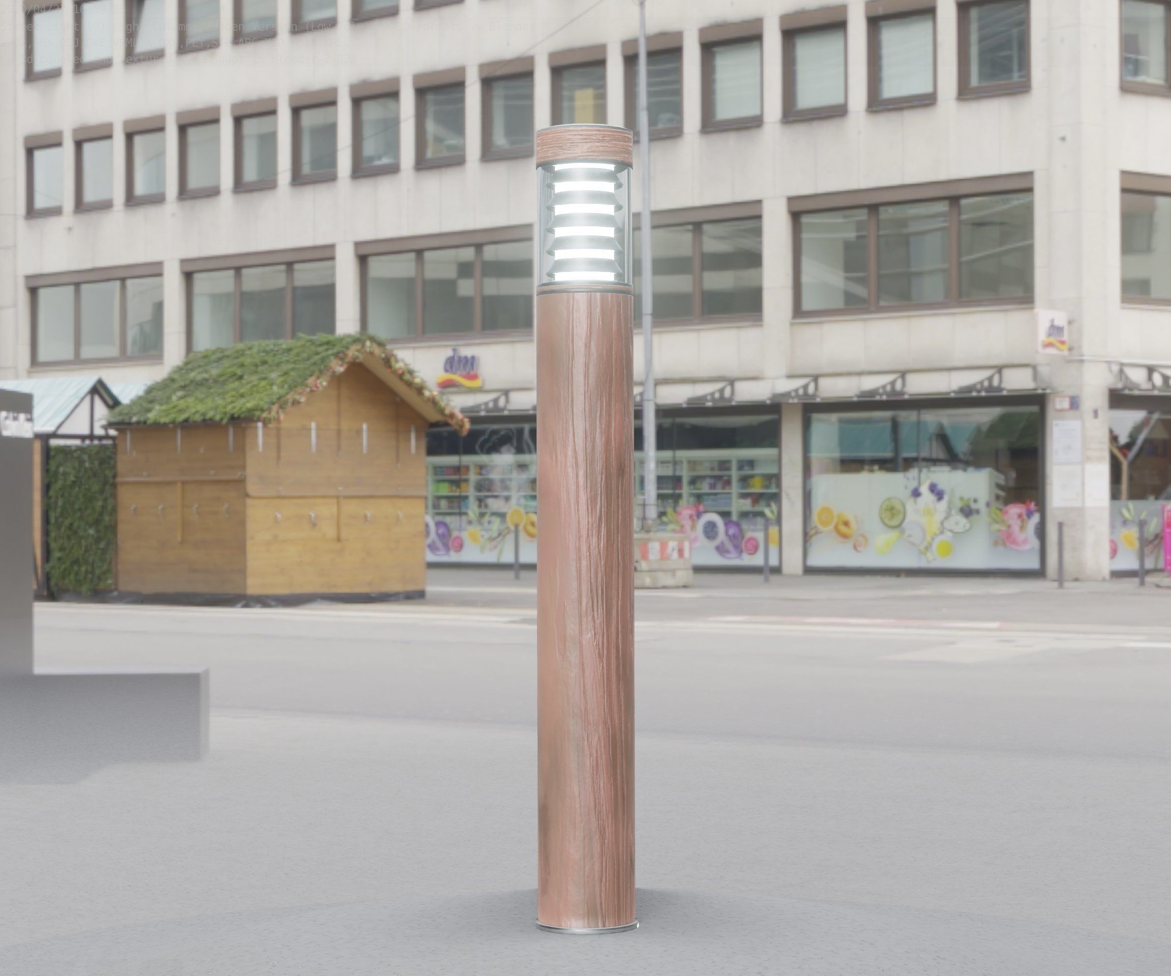 Light Column made of wood 16 - Low-Poly Street-Light Set-9 Low-poly 3D model_81