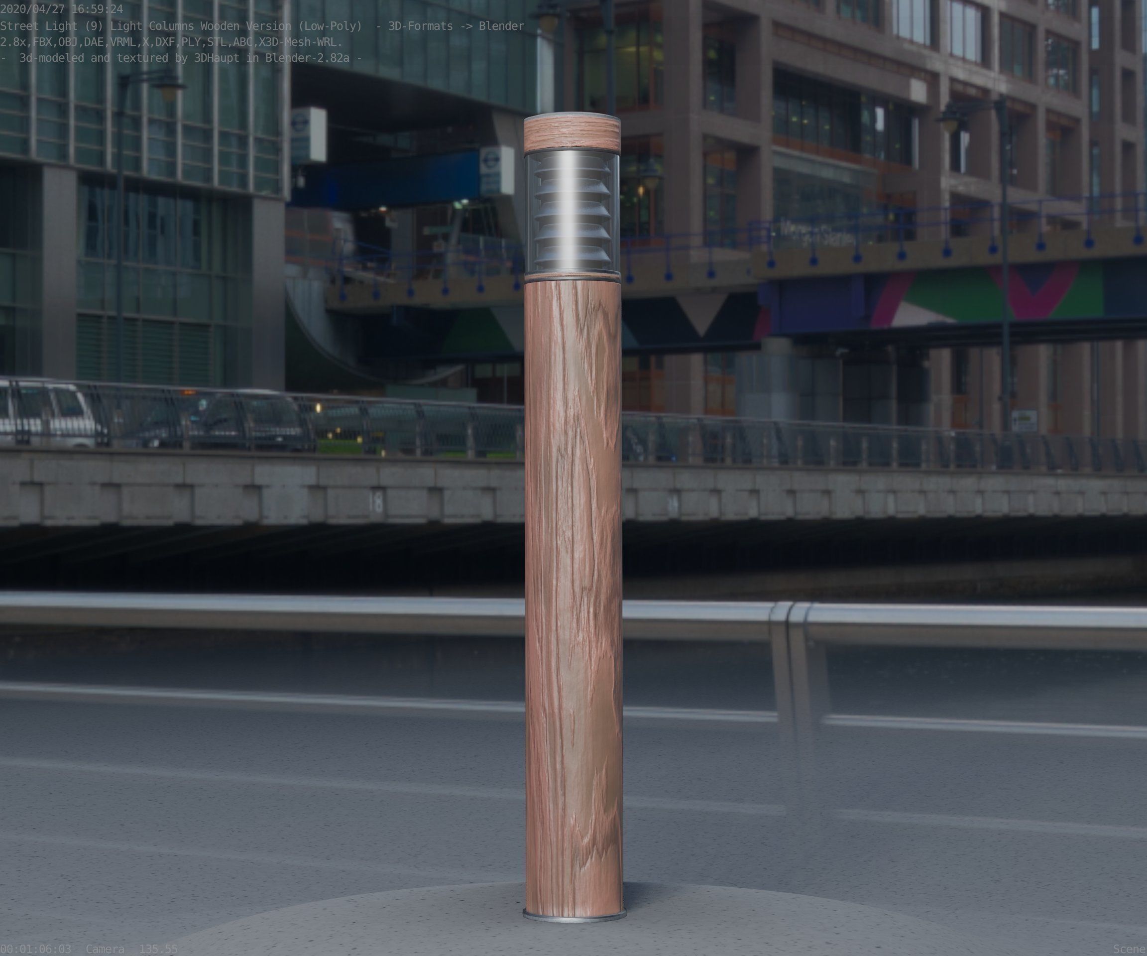 Light Column made of wood 16 - Low-Poly Street-Light Set-9 Low-poly 3D model_87