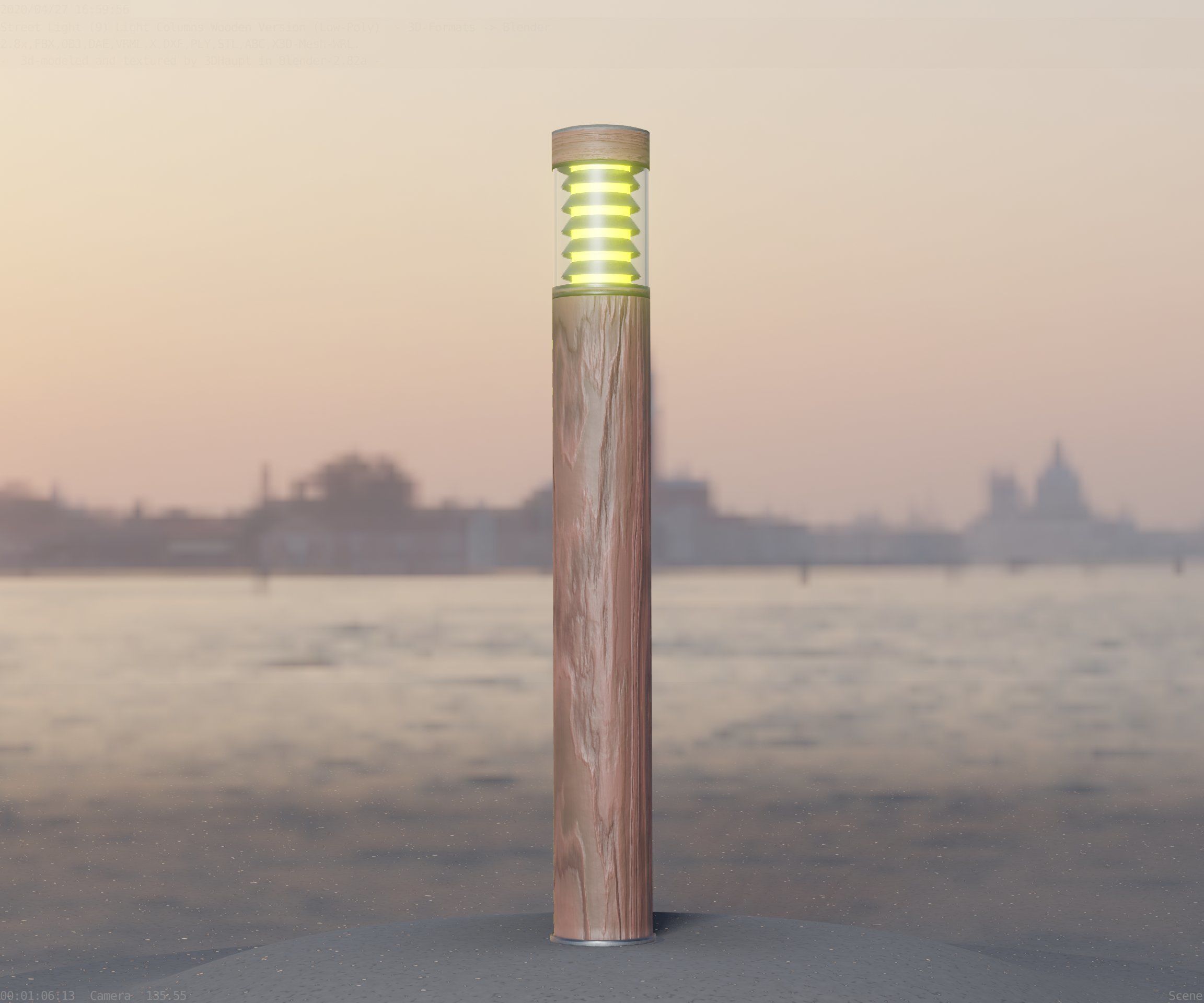Light Column made of wood 16 - Low-Poly Street-Light Set-9 Low-poly 3D model_97