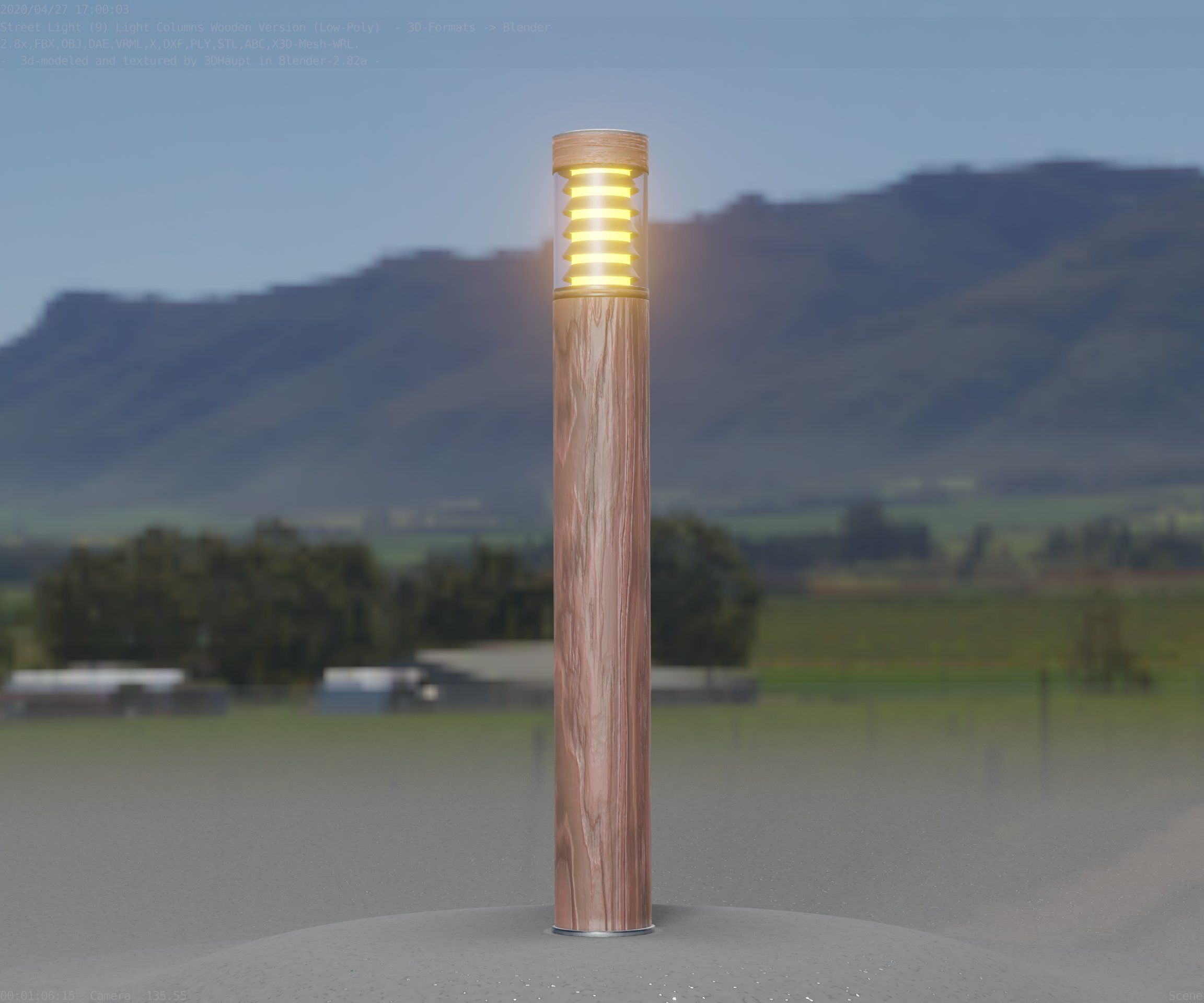 Light Column made of wood 16 - Low-Poly Street-Light Set-9 Low-poly 3D model_99