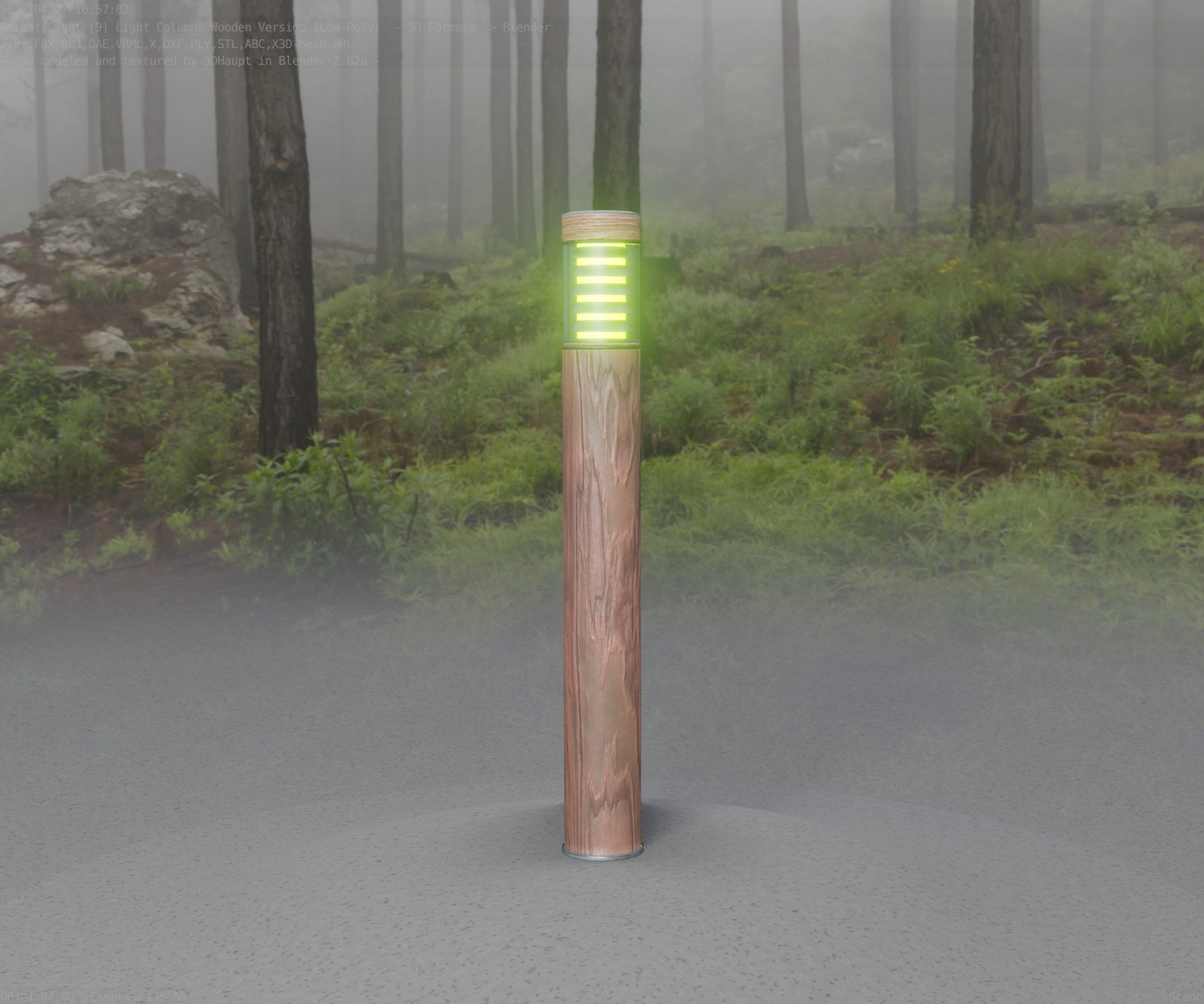 Light Column made of wood 16 - Low-Poly Street-Light Set-9 Low-poly 3D model_44