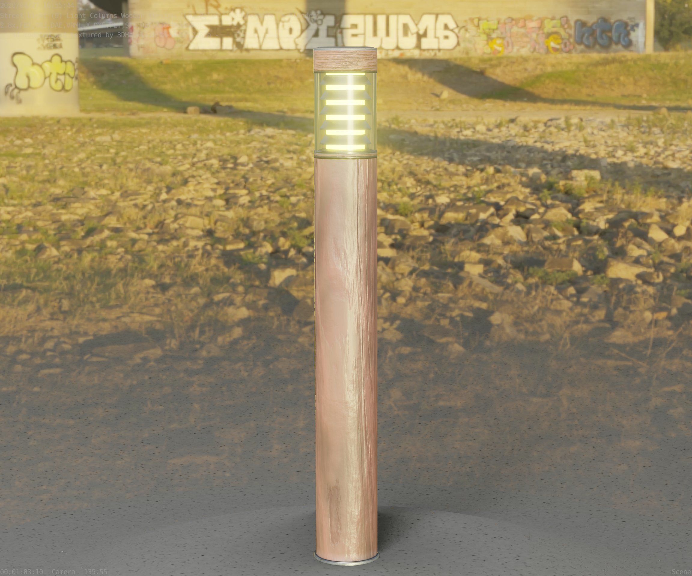 Light Column made of wood 16 - Low-Poly Street-Light Set-9 Low-poly 3D model_22