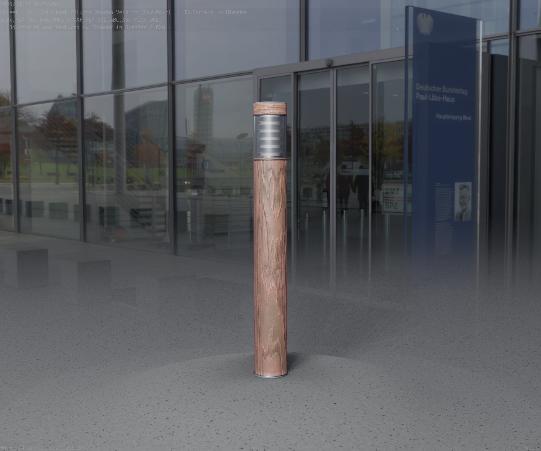 Light Column made of wood 16 - Low-Poly Street-Light Set-9 Low-poly 3D model_46