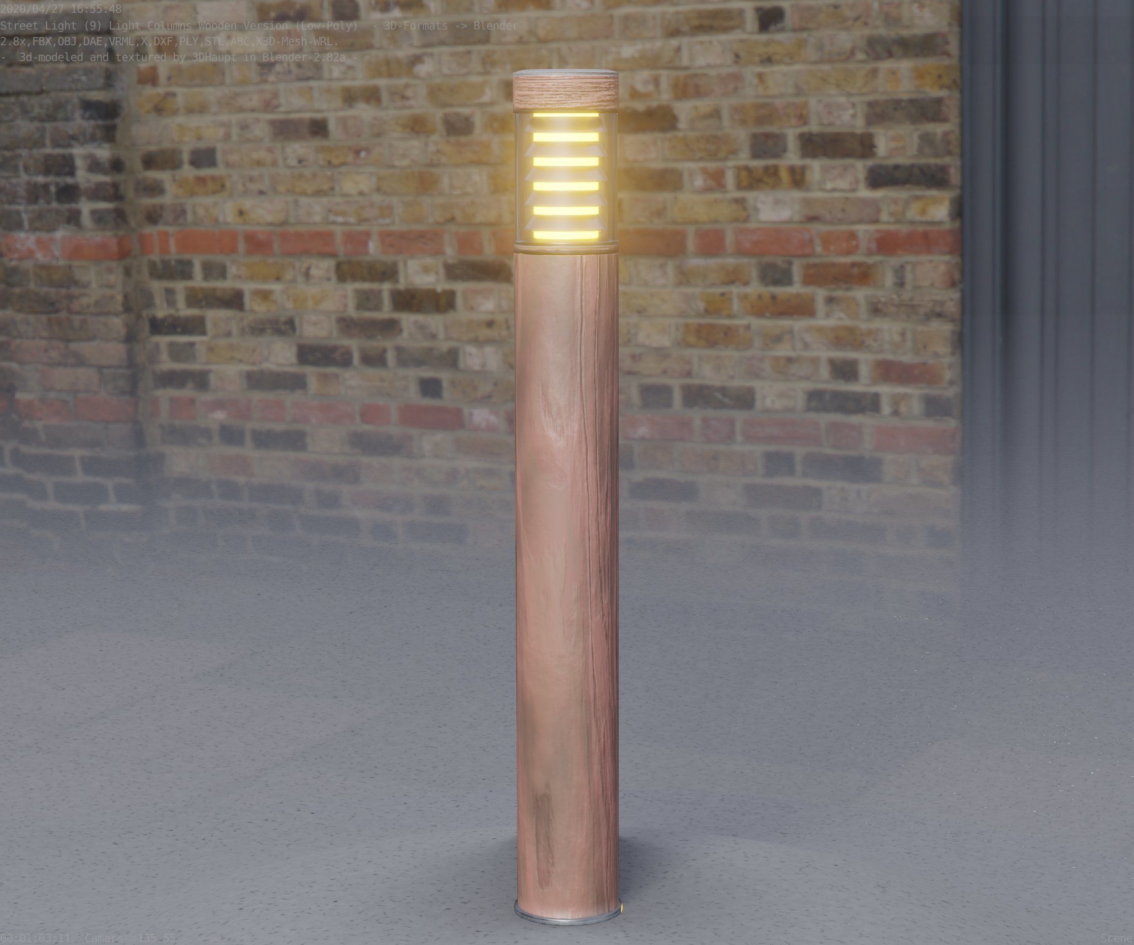 Light Column made of wood 16 - Low-Poly Street-Light Set-9 Low-poly 3D model_23