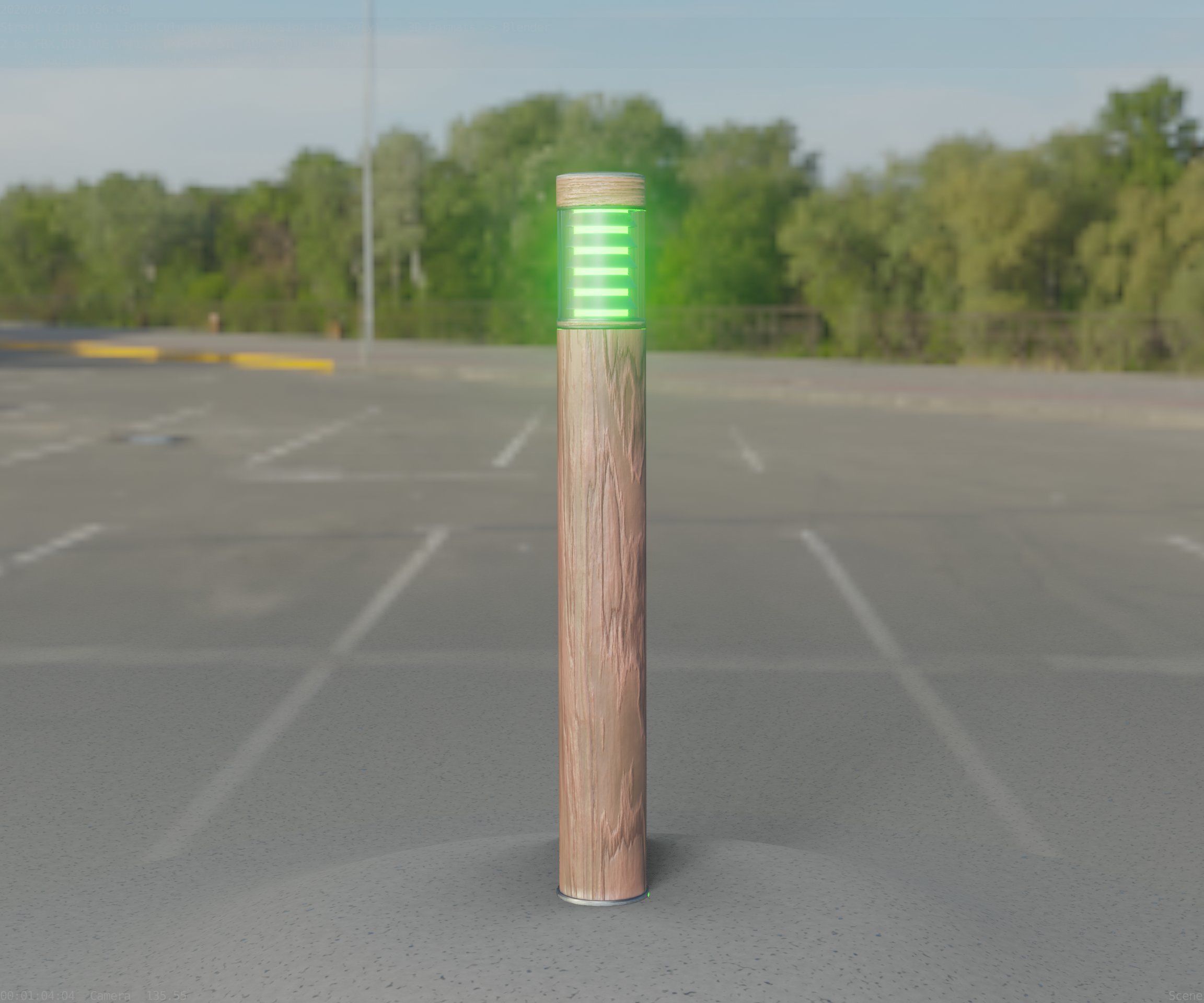 Light Column made of wood 16 - Low-Poly Street-Light Set-9 Low-poly 3D model_40