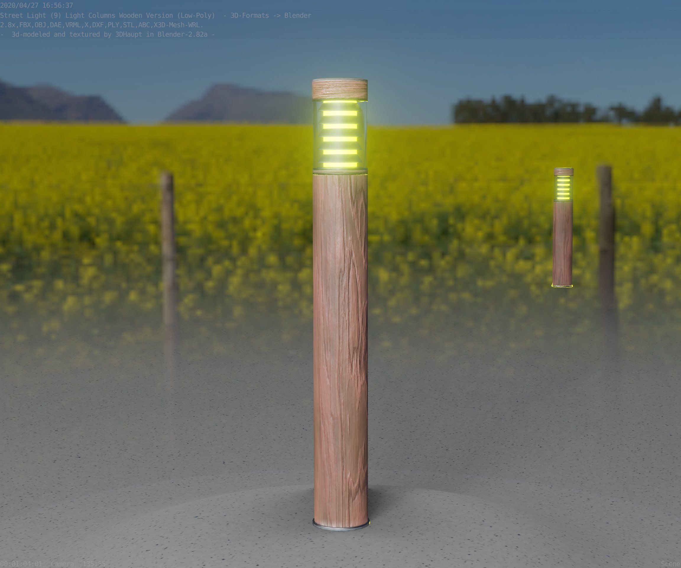 Light Column made of wood 16 - Low-Poly Street-Light Set-9 Low-poly 3D model_37
