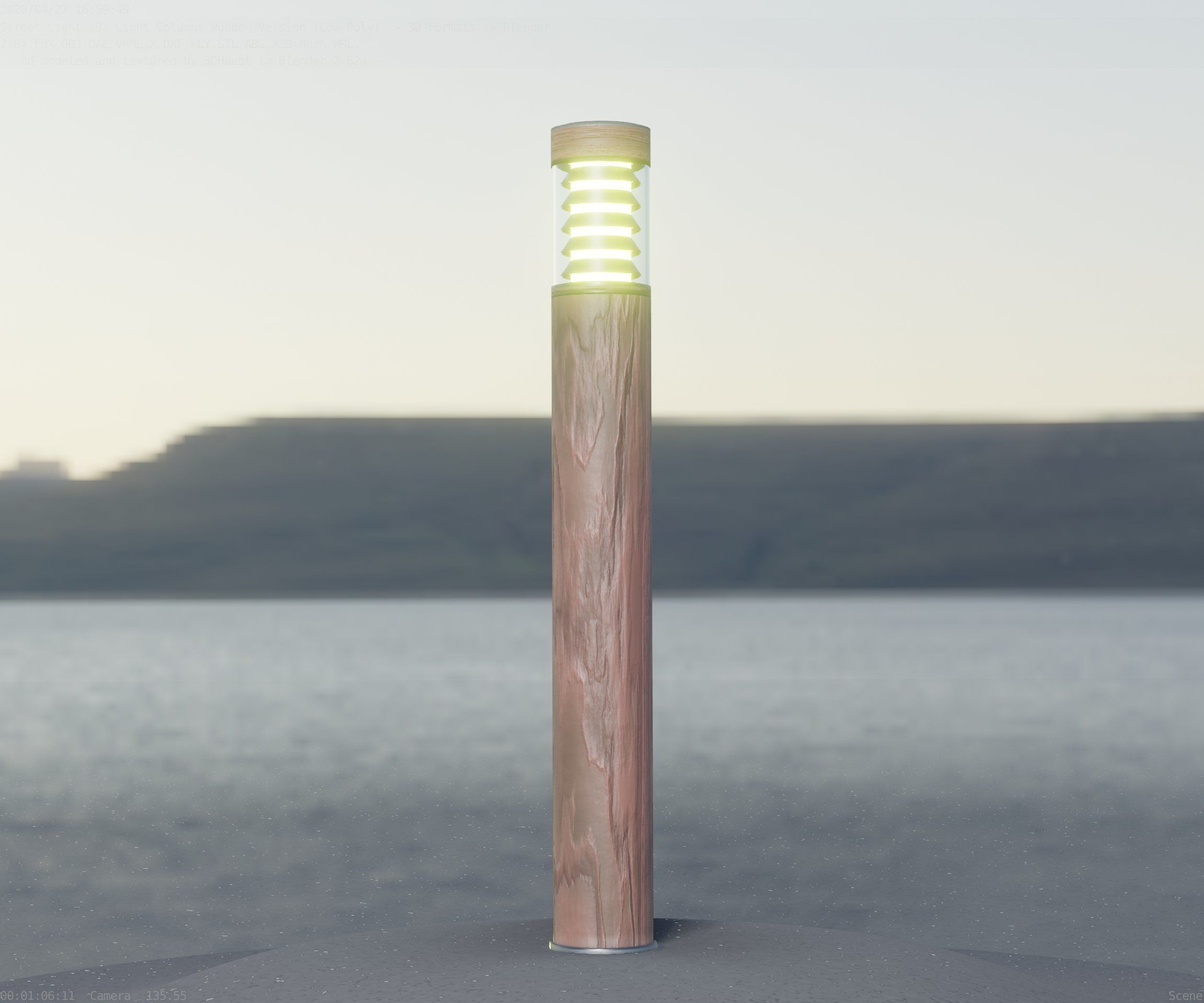Light Column made of wood 16 - Low-Poly Street-Light Set-9 Low-poly 3D model_95