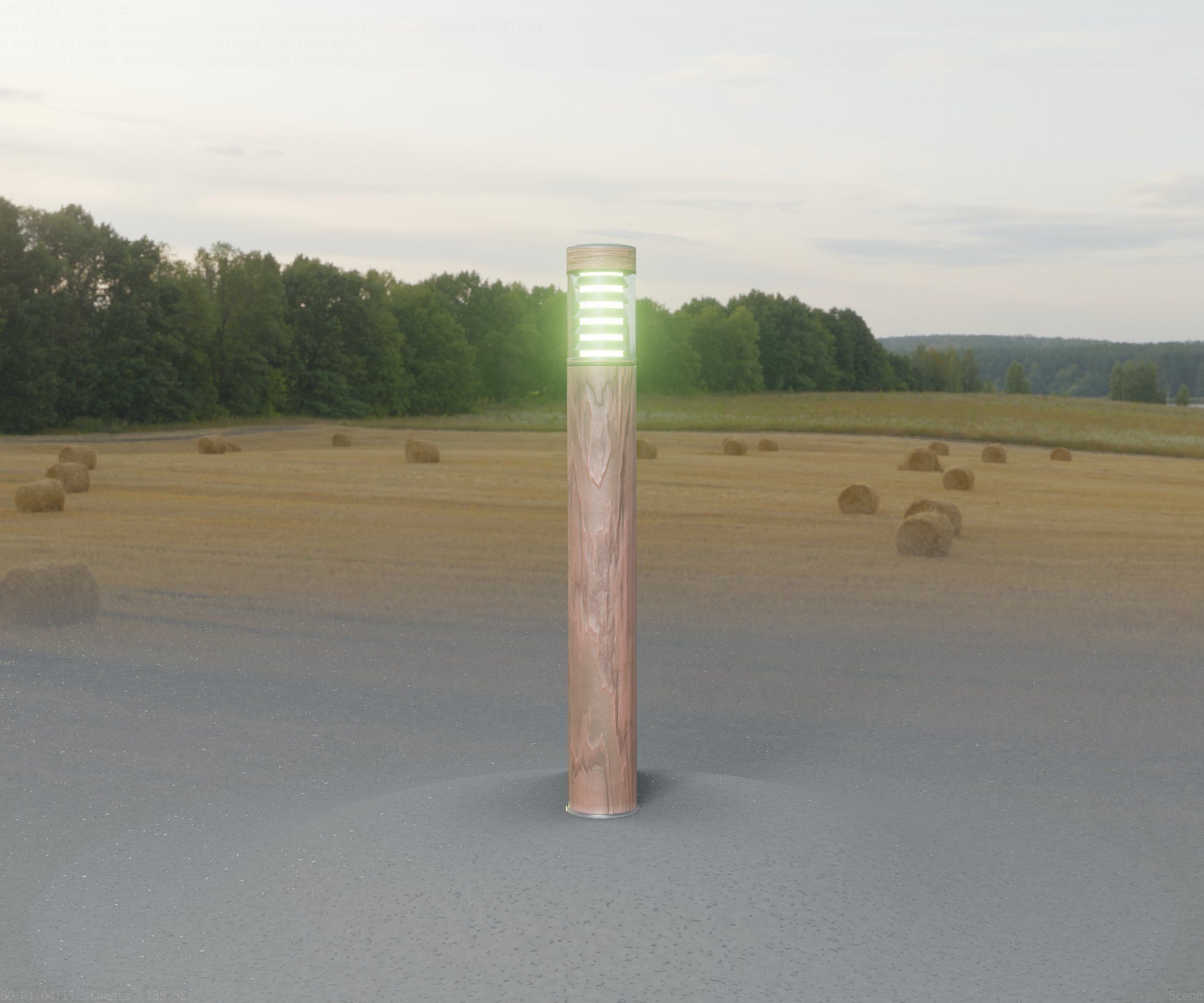 Light Column made of wood 16 - Low-Poly Street-Light Set-9 Low-poly 3D model_51
